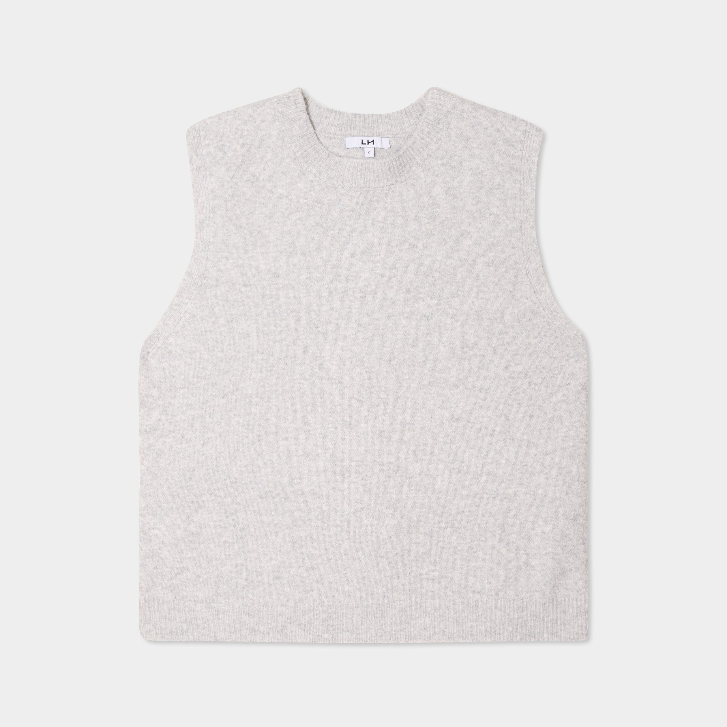 pull sans manches col rond gris clair femme Pull sans manches col rond gris clair femme