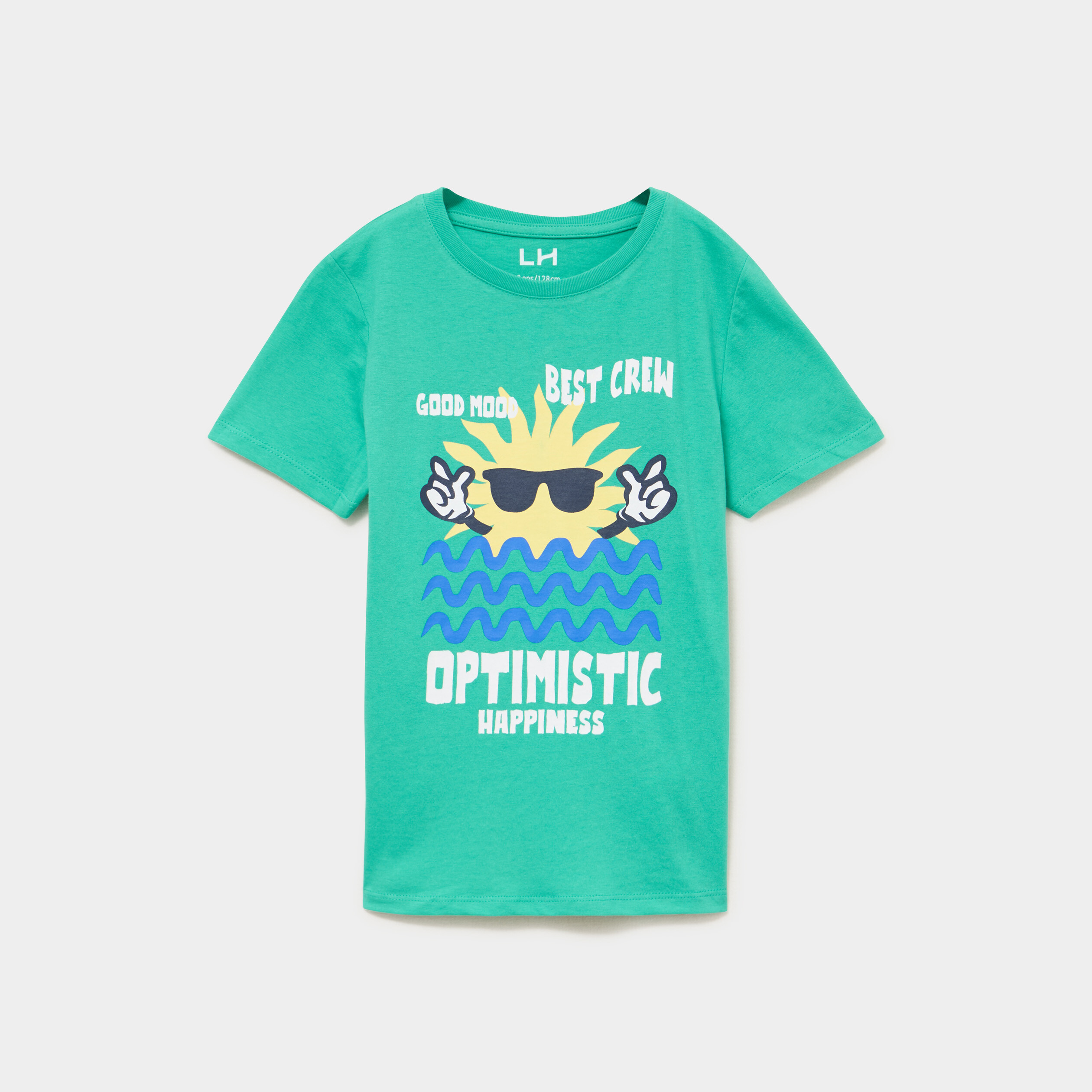 T-shirt manches courtes coton vert menthe gar&ccedil;on