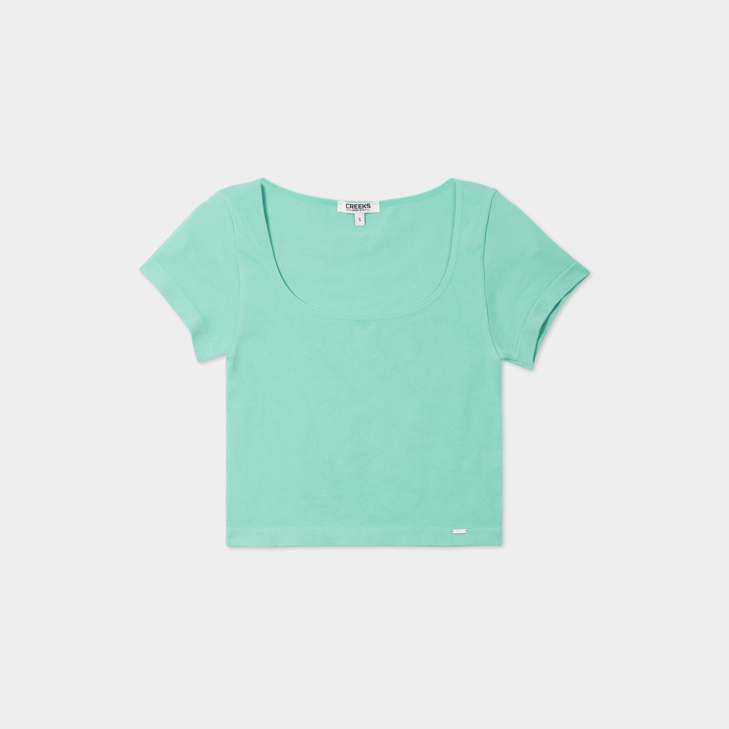 t shirt cropped encolure carree creeks bleu turquoise femme T-shirt cropped encolure carrée Creeks bleu turquoise femme