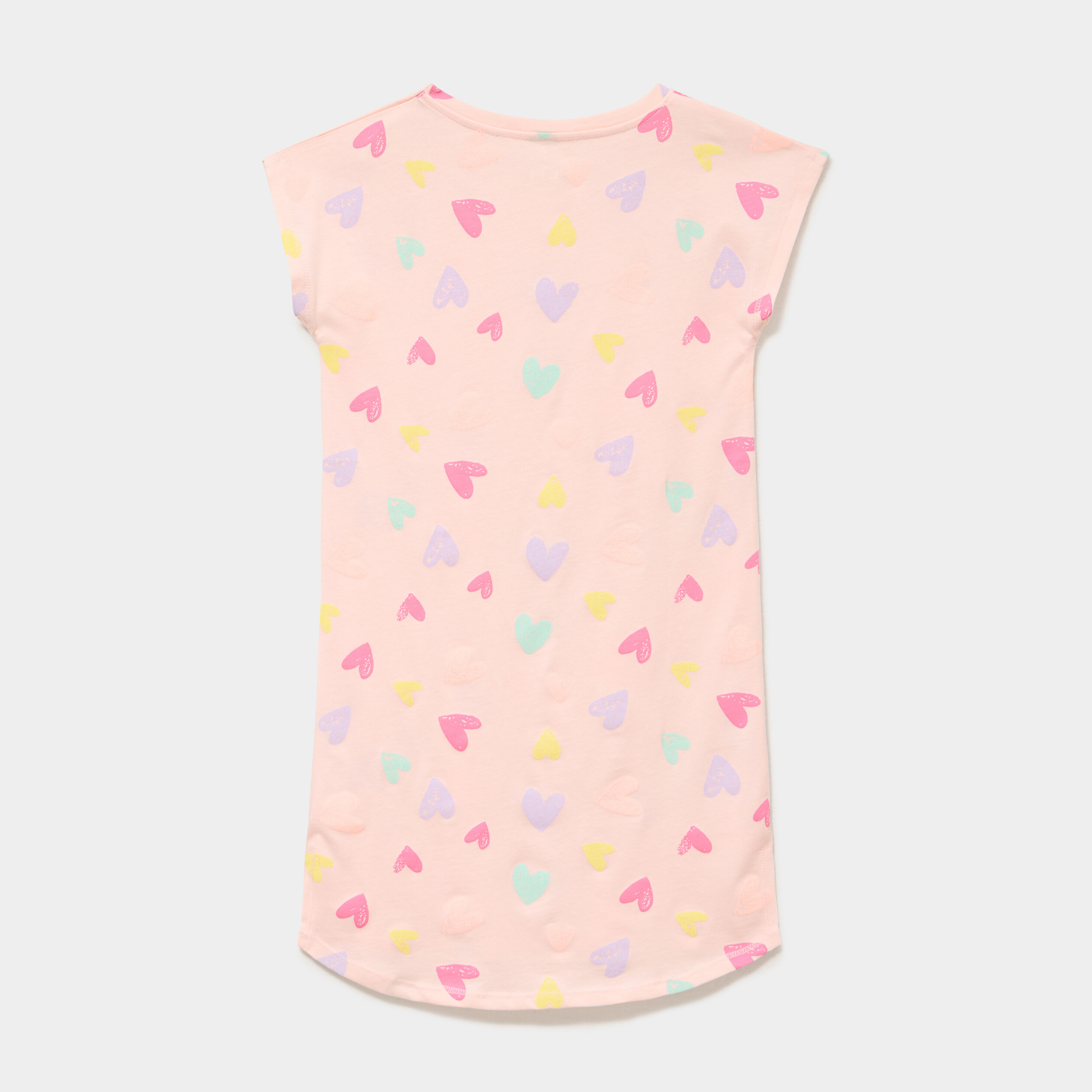 Chemise de nuit manches courtes coton rose fille