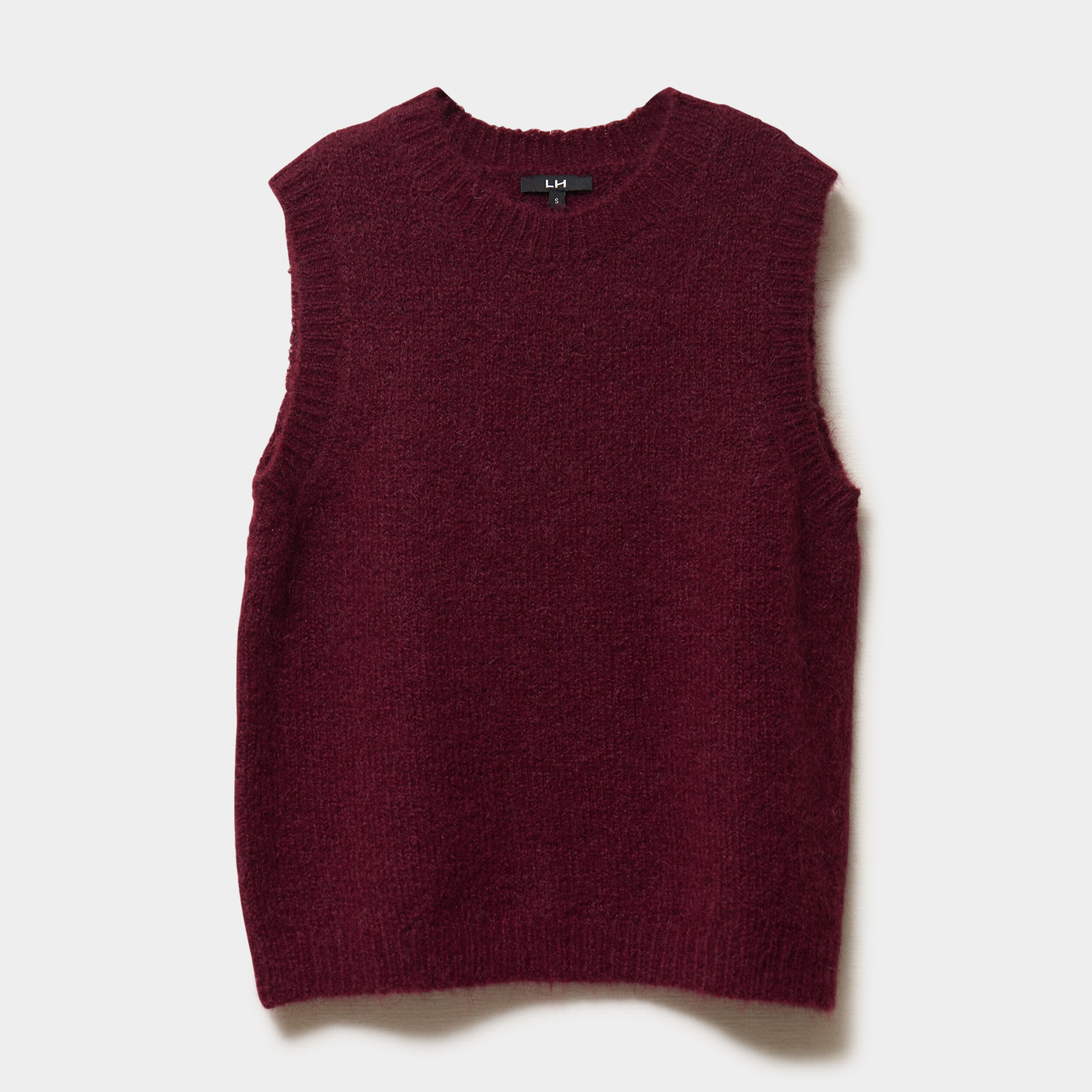 Pull sans manches col rond bordeaux femme