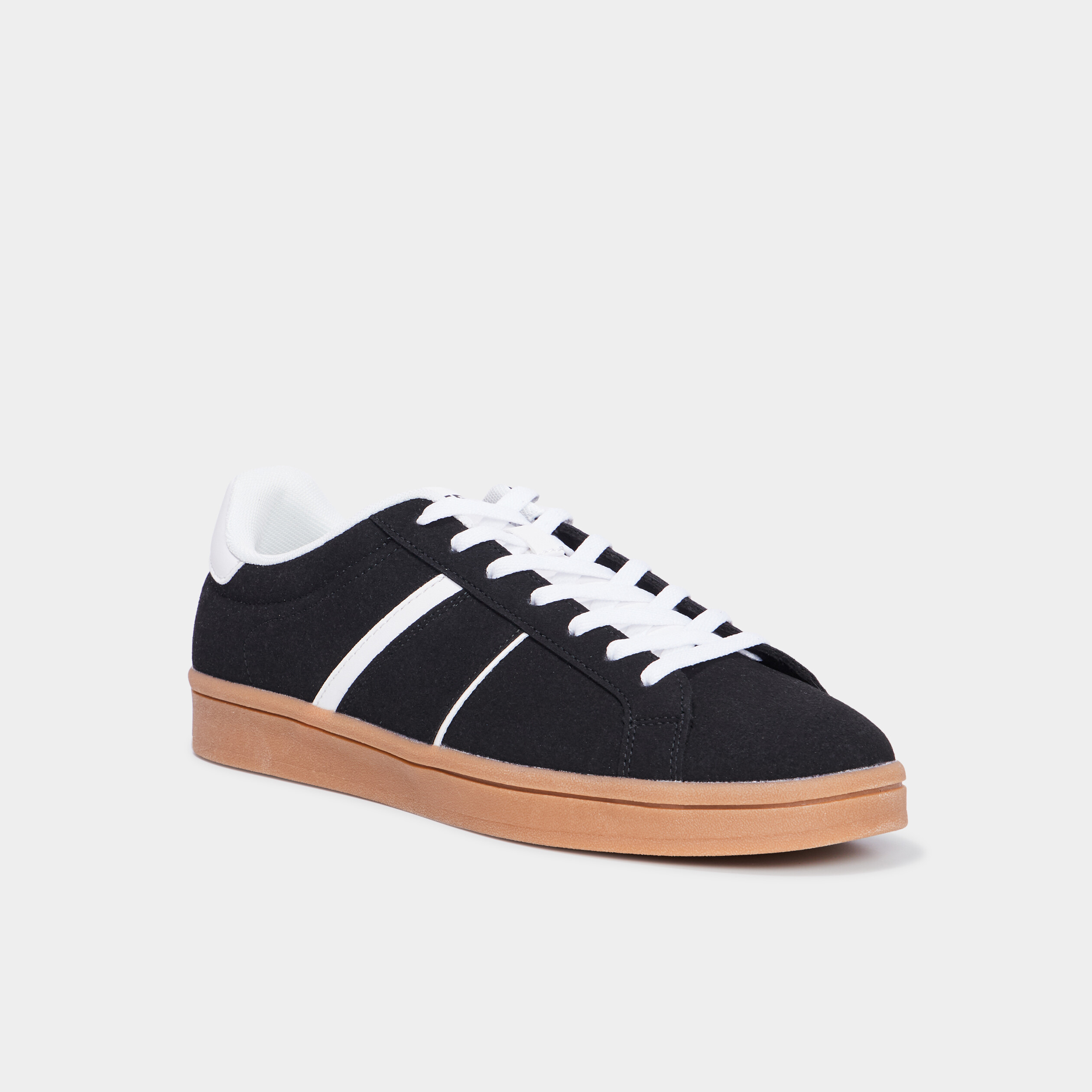 tennis basses a lacets effet daim noir homme Tennis basses à lacets effet daim noir homme