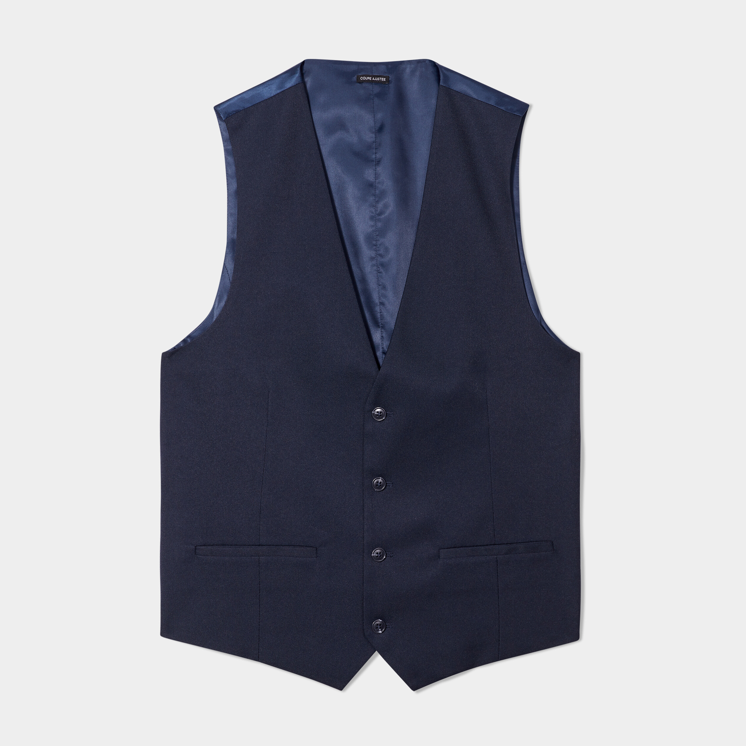 gilet de costume droit boutonne bleu marine homme Gilet de costume droit boutonné bleu marine homme