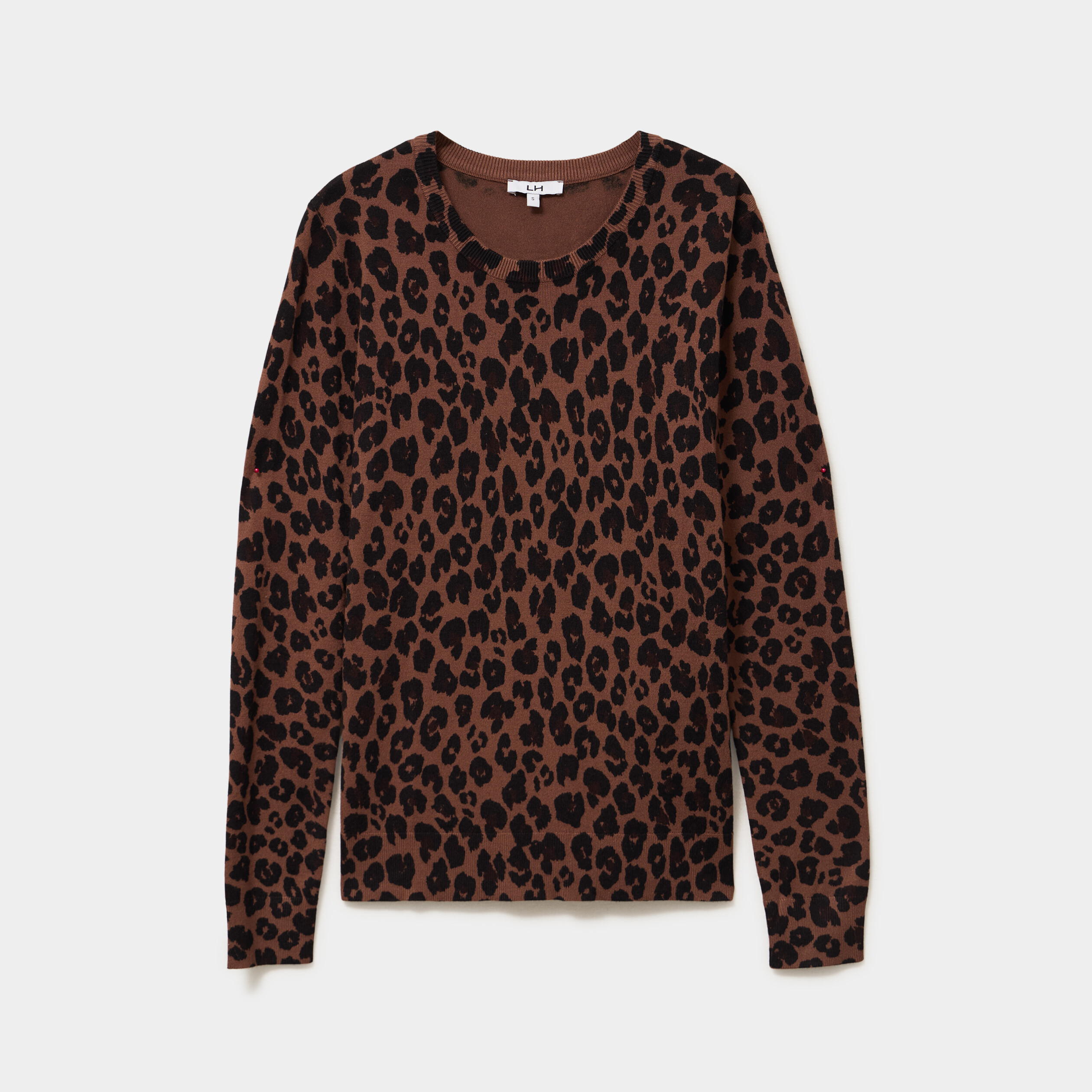 Pull col rond manches longues marron chocolat femme