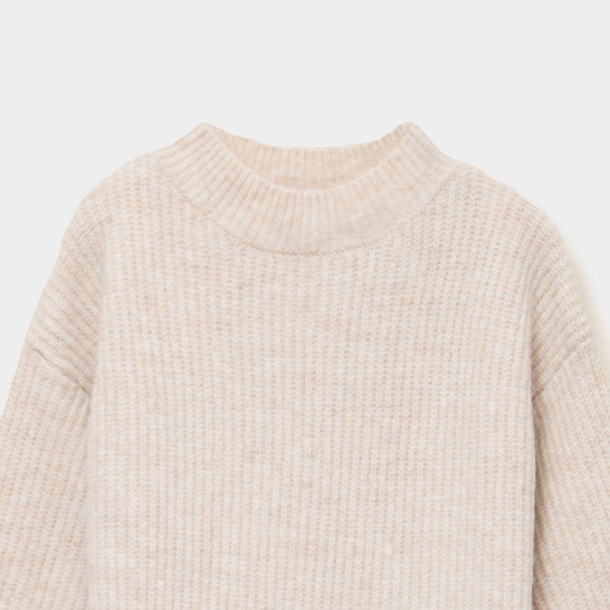 Robe tricot col montant manches longues ivoire fille
