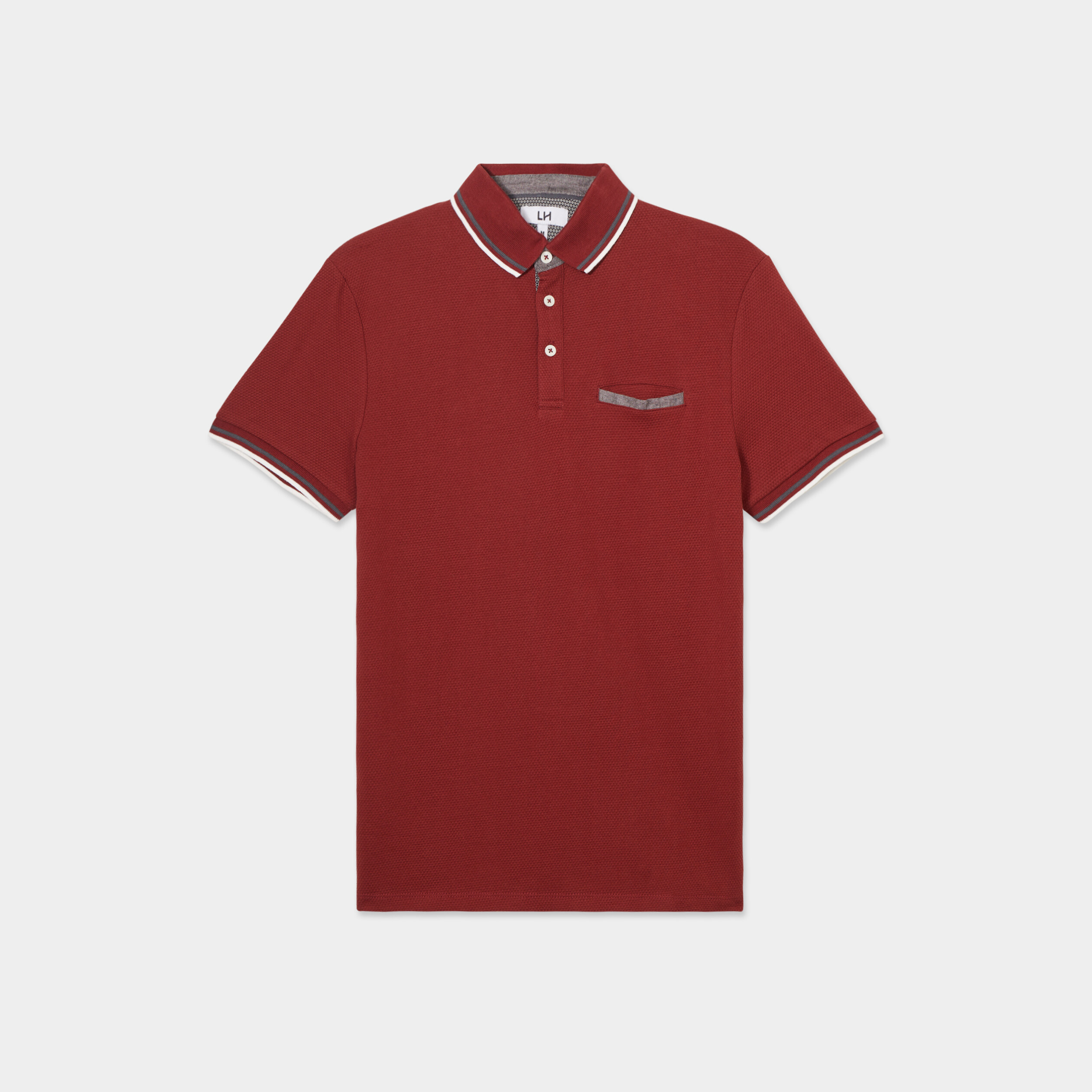 polo manches courtes 1 poche coton rouge fonce homme Polo manches courtes 1 poche coton rouge foncé homme