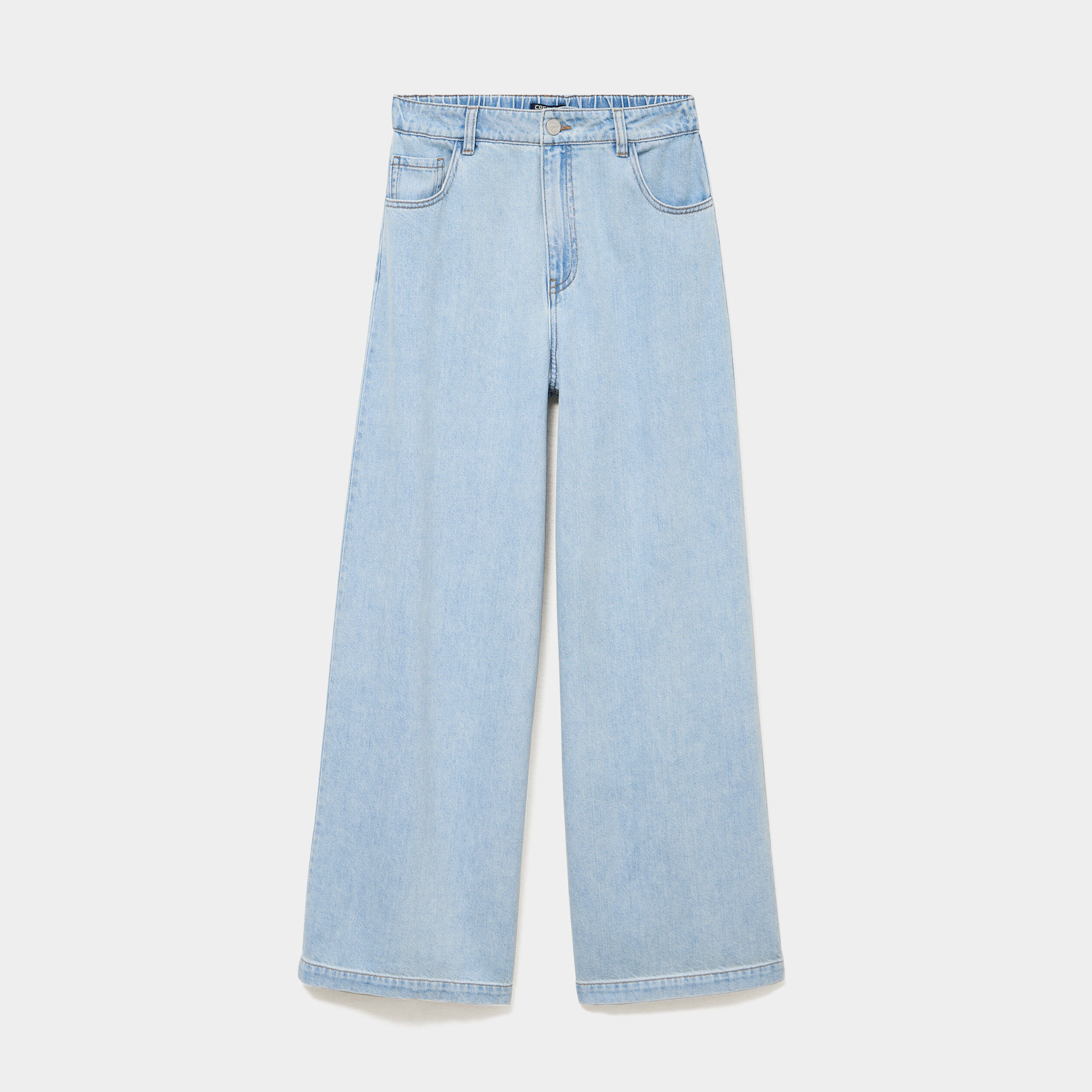 Jean extra large taille haute coton denim triple stone femme