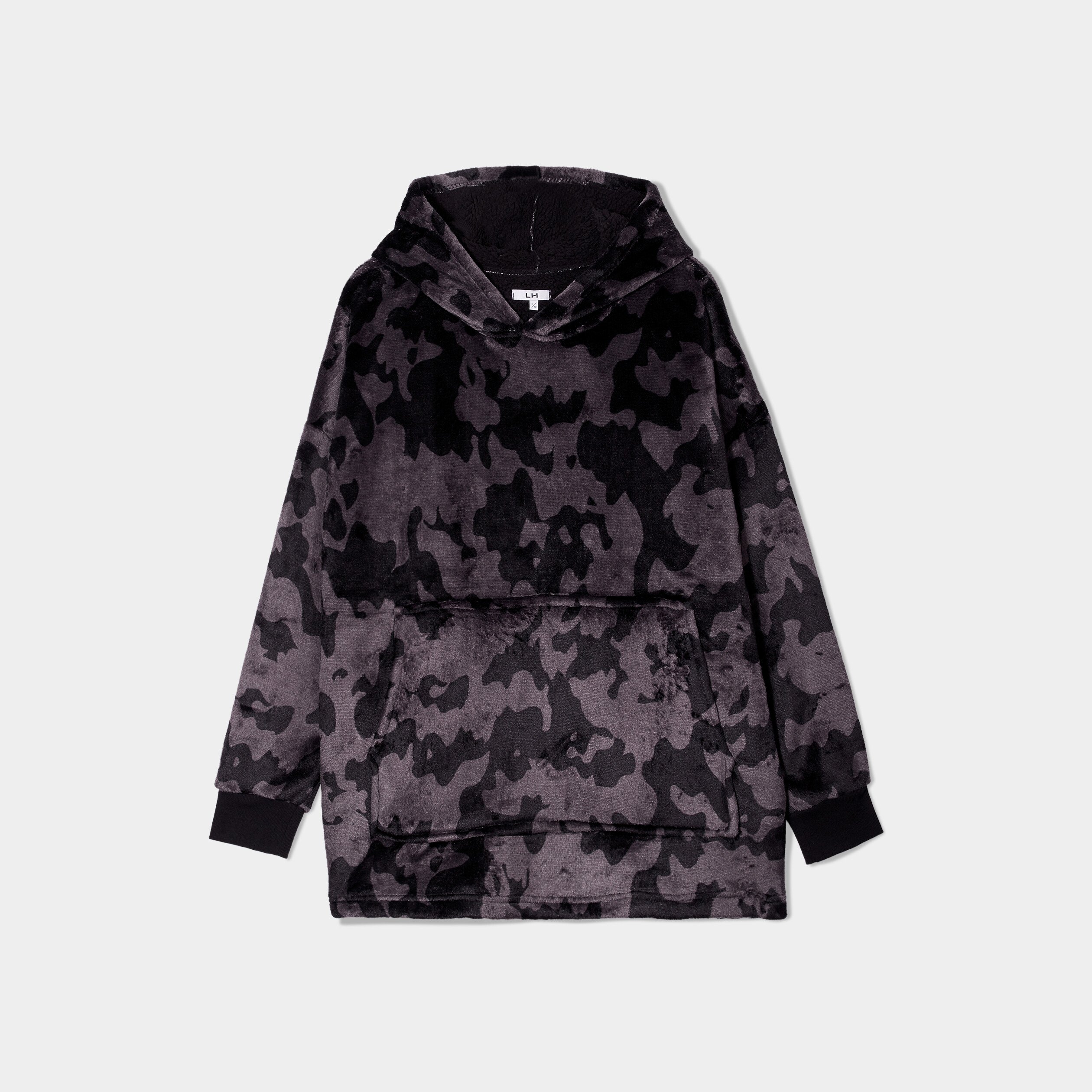 Sweat de pyjama oversize effet velours noir homme