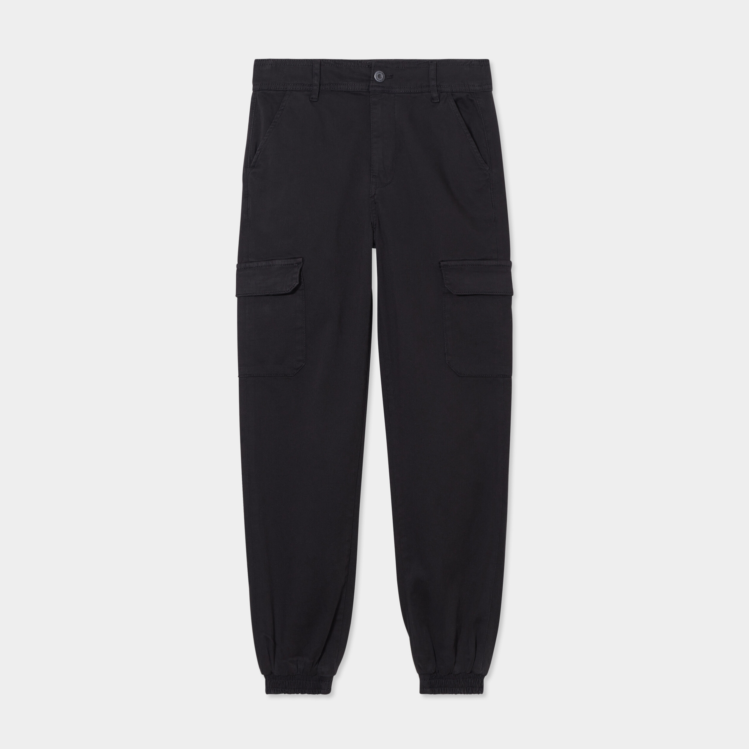 pantalon cargo taille haute ajustable noir femme Pantalon cargo taille haute ajustable noir femme