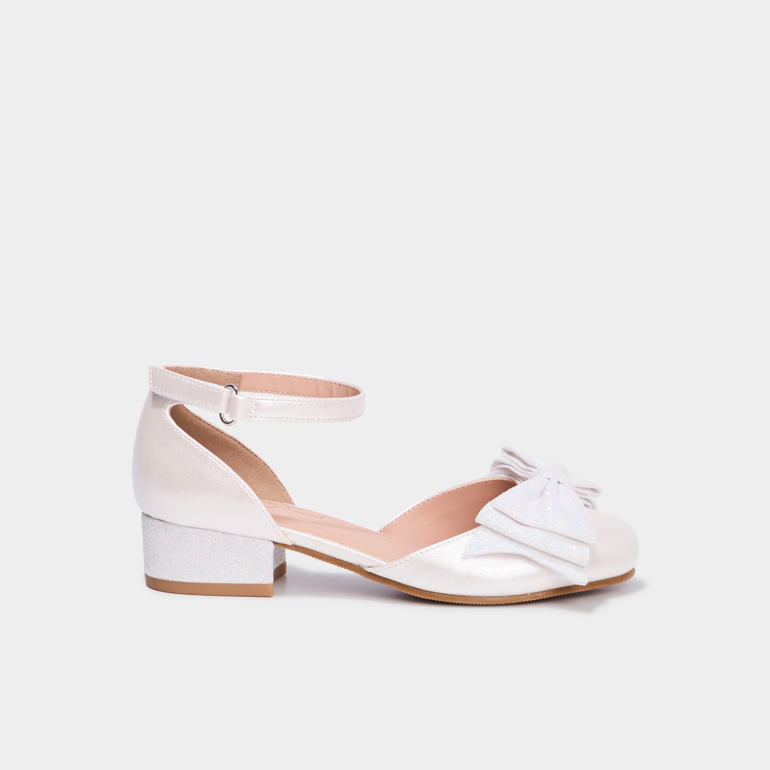 Babies à talons avec noeuds blanc fille