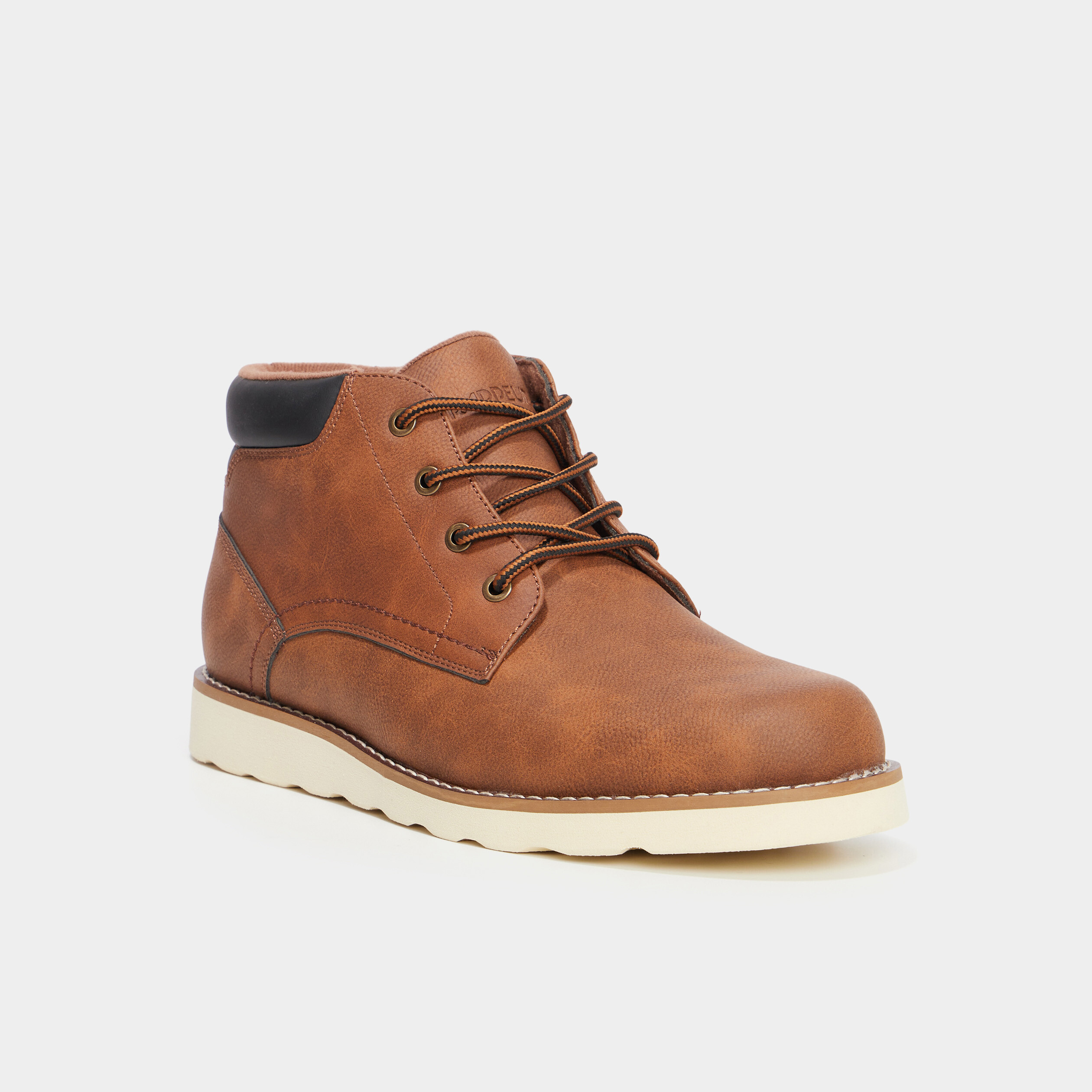Bottines &agrave; lacets effet similicuir marron homme
