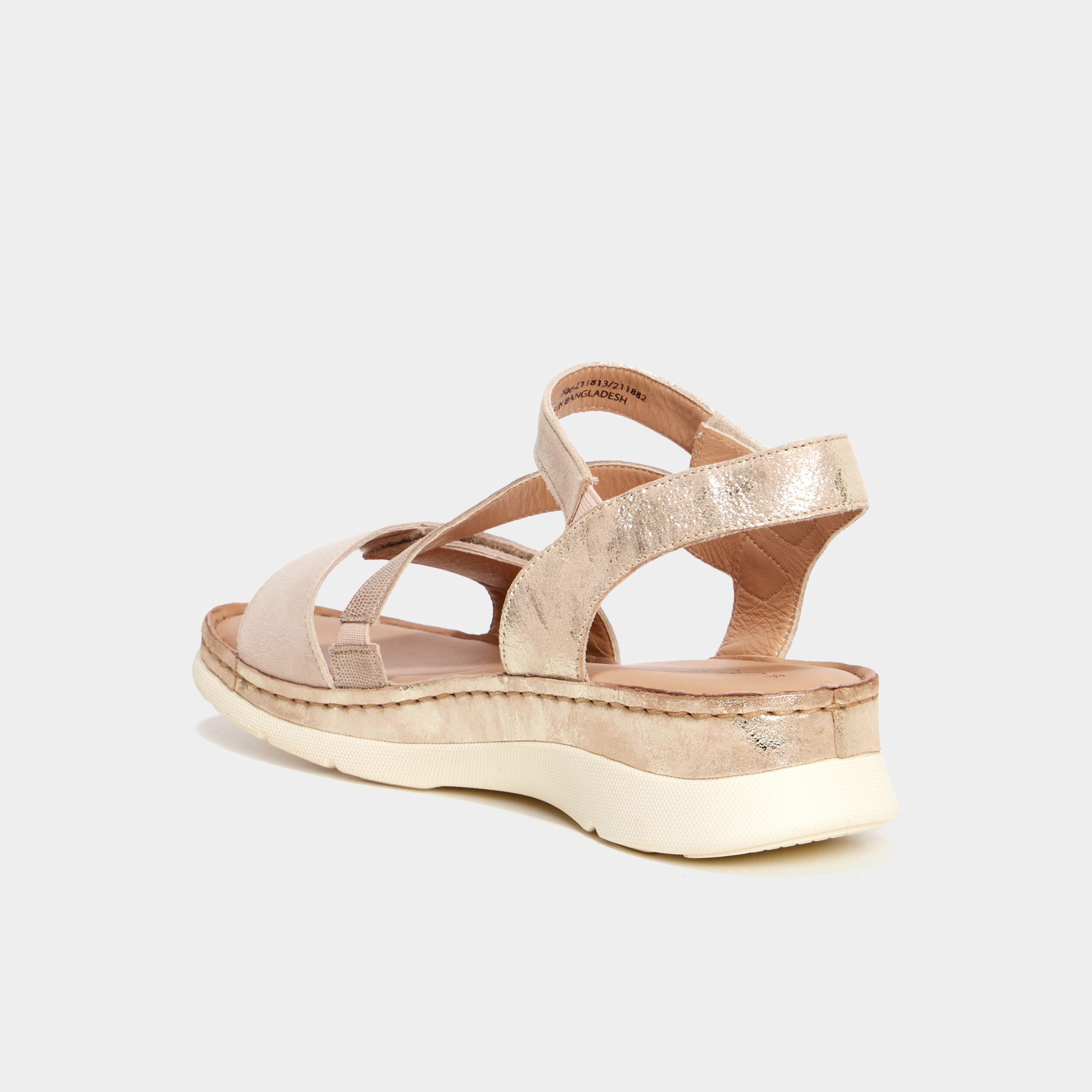 sandales compensees en cuir pied large sable femme Sandales compensées en cuir pied large sable femme