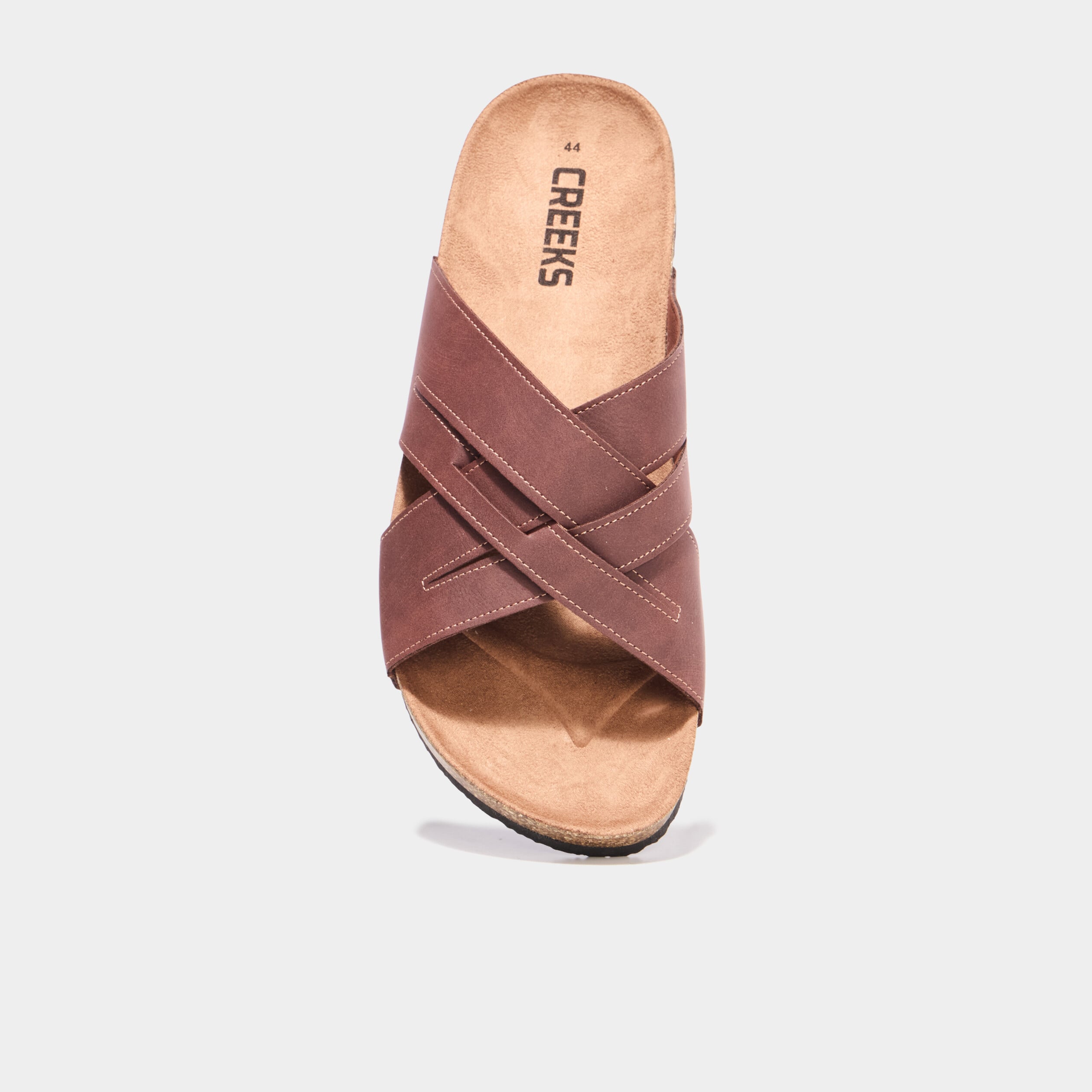 Mules brides crois&eacute;es marron homme