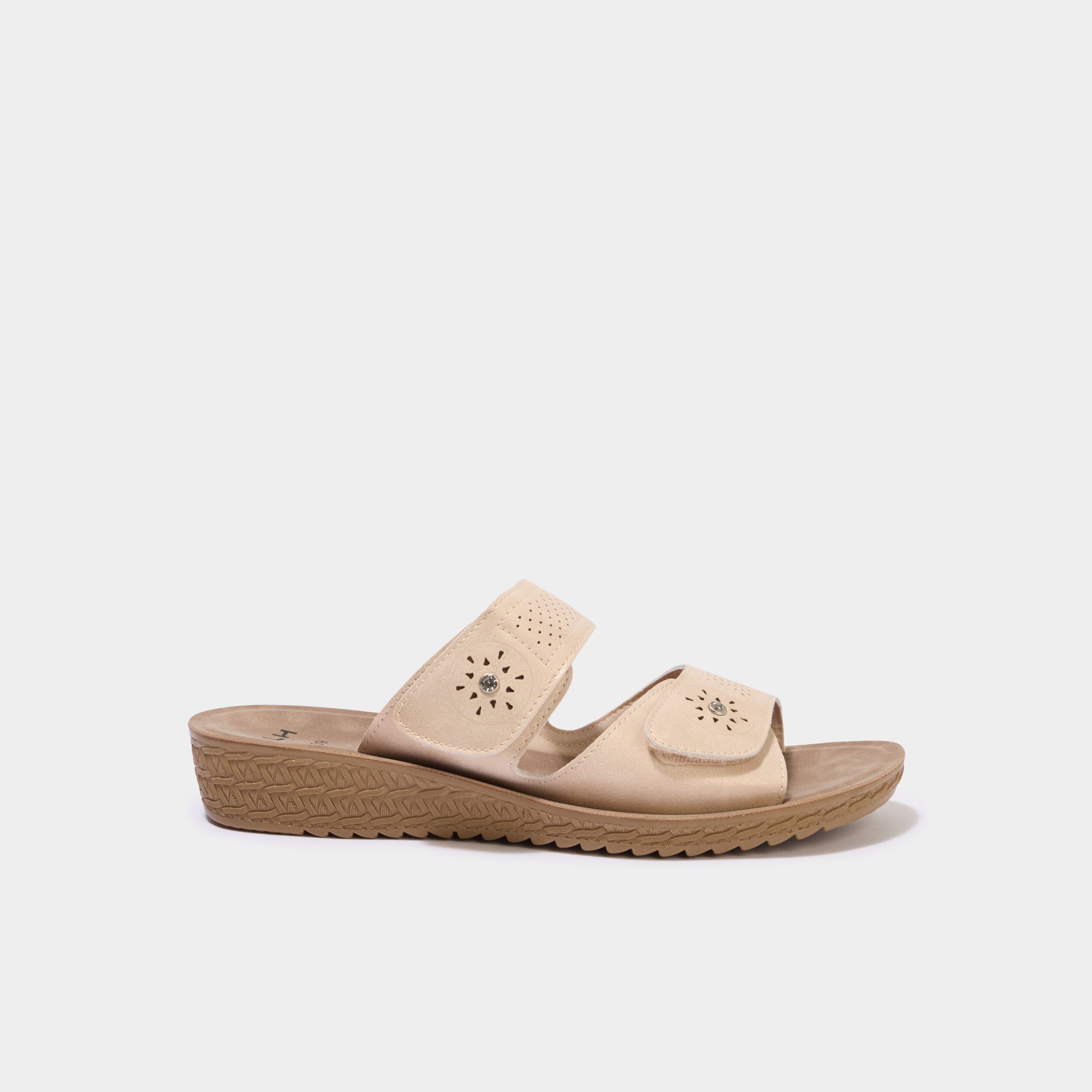 Mules &agrave; talons avec brides sable femme