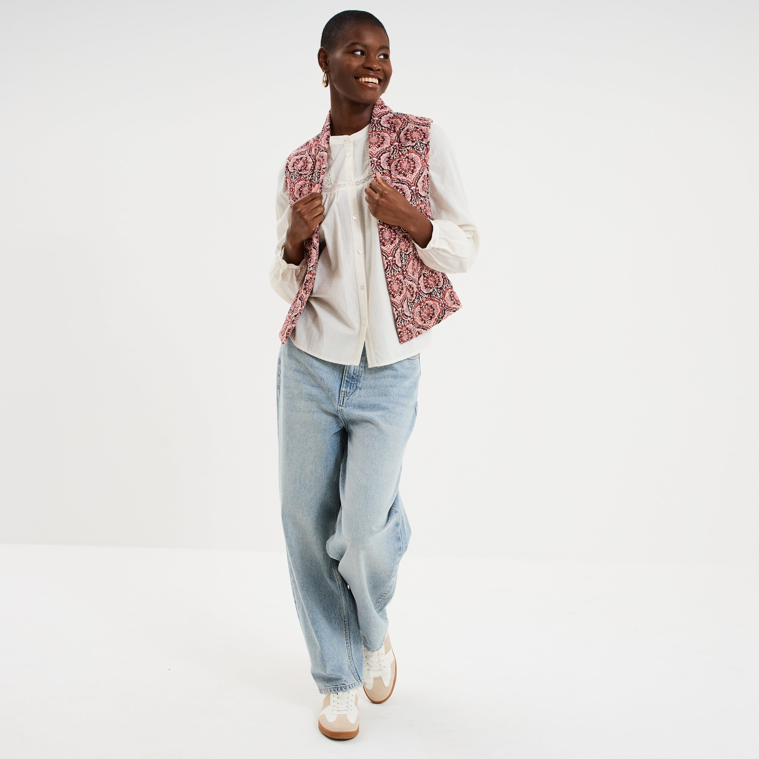 Veste sans manches matelass&eacute;e marron chocolat femme