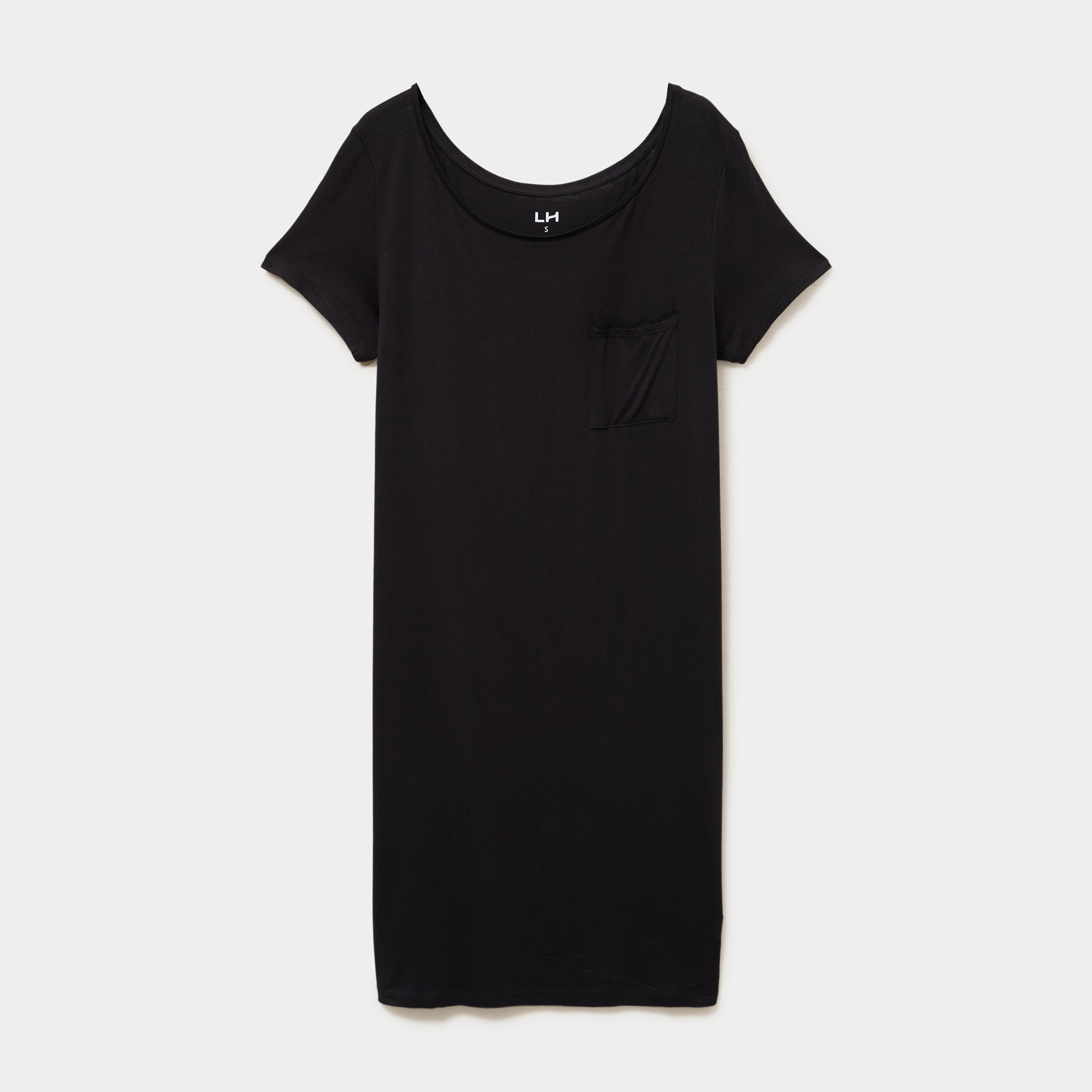 Chemise de nuit manches courtes noir femme