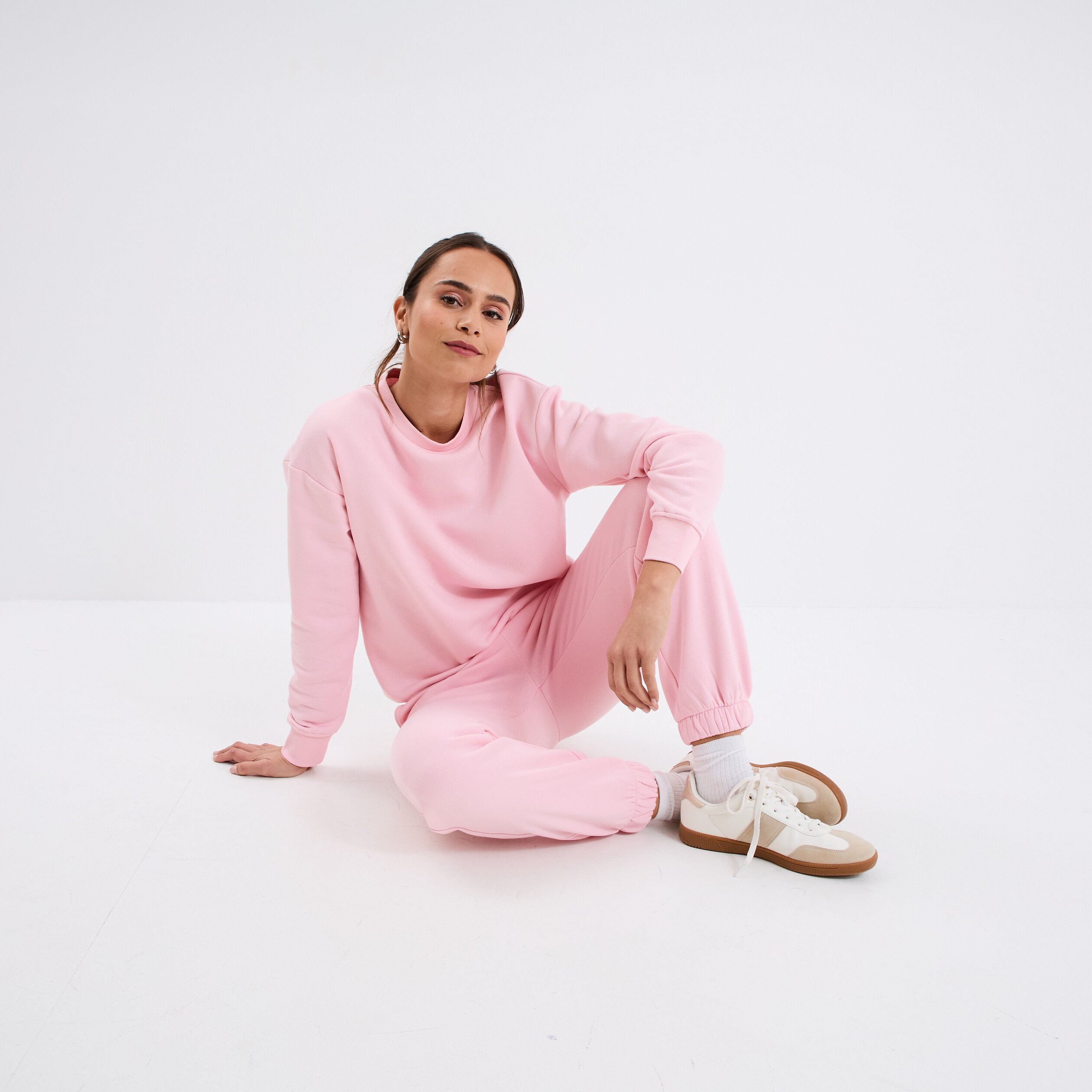 pantalon jogging droit molleton rose clair femme Pantalon jogging droit molleton rose clair femme