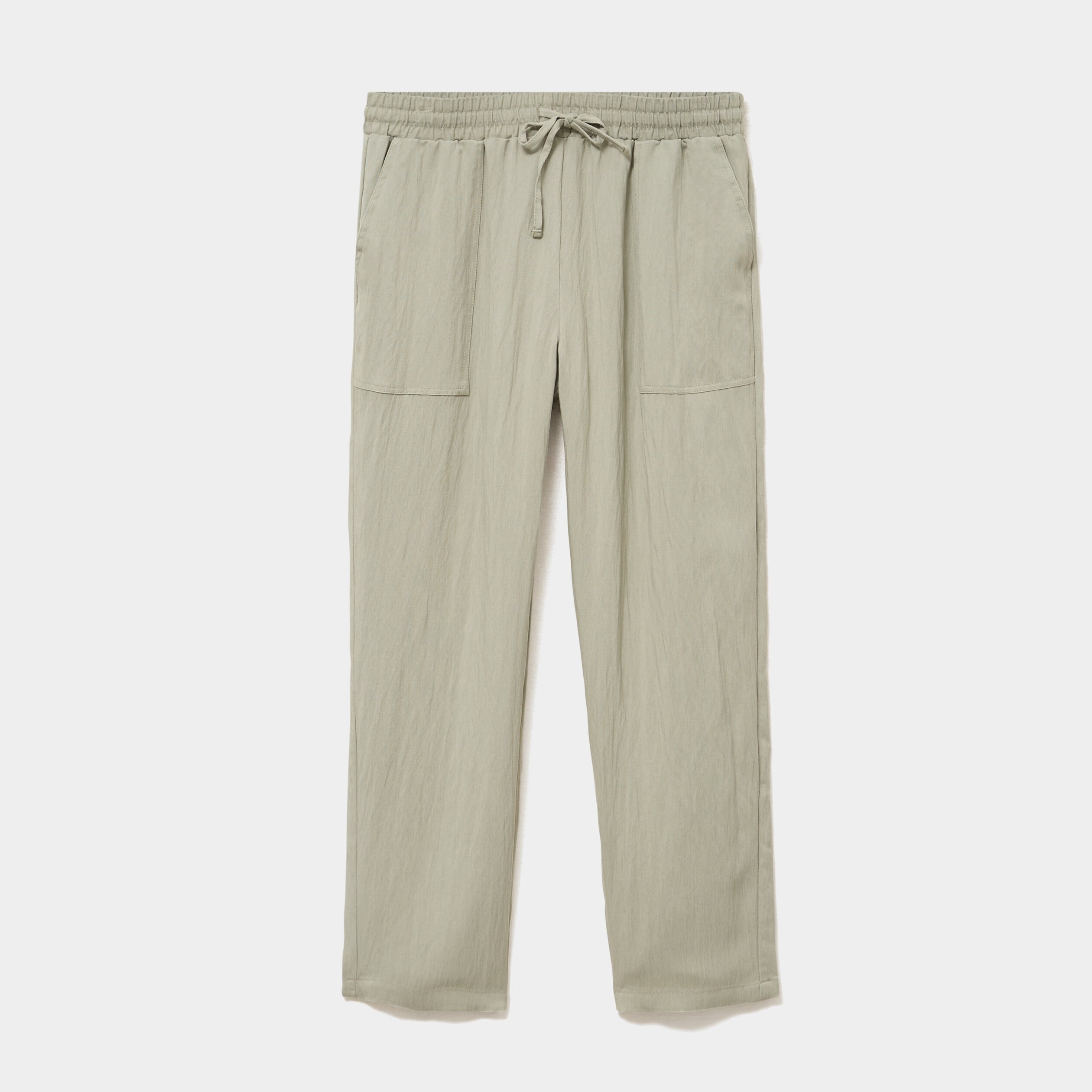 Pantalon fluide carotte &eacute;lastiqu&eacute;e vert kaki femme