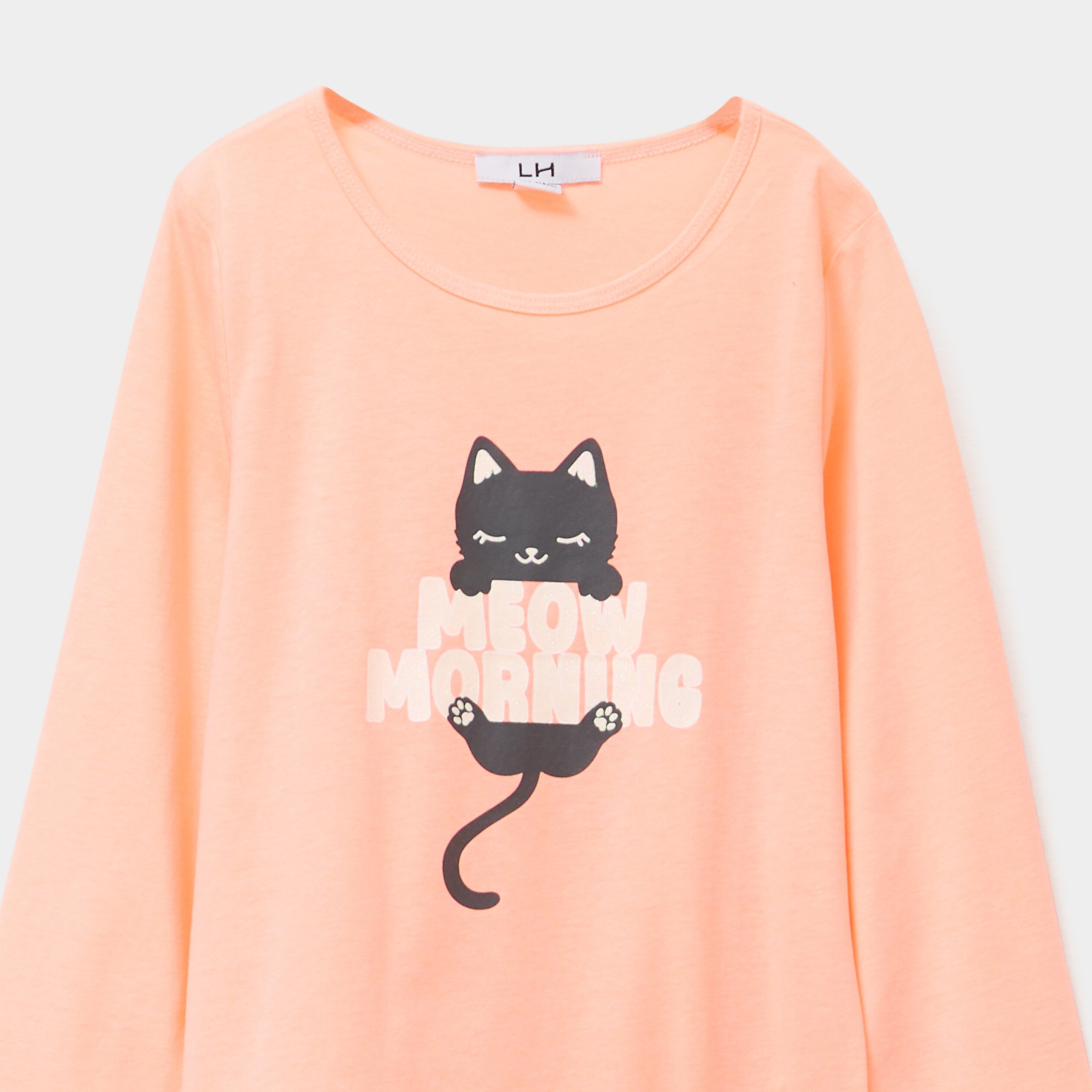 ensemble pyjama pantalon et t shirt orange fluo fille Ensemble pyjama pantalon et t-shirt orange fluo fille