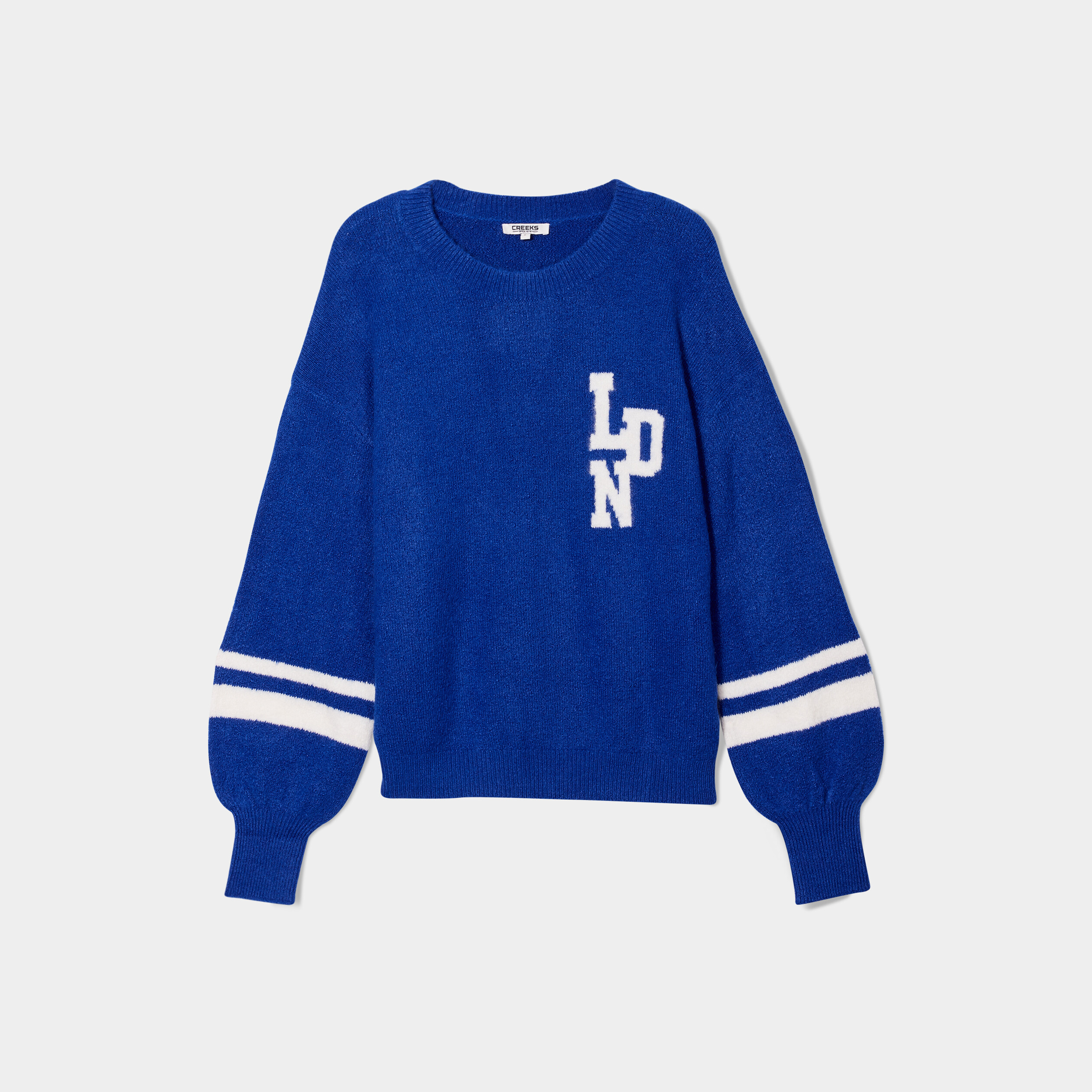 Pull col rond manches longues Creeks bleu foncé femme