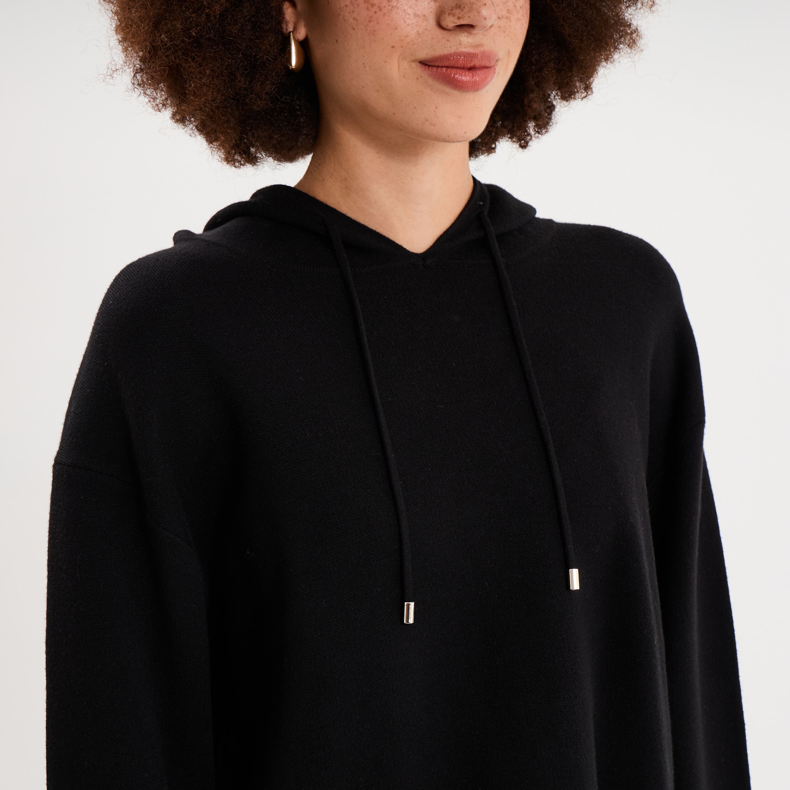 Sweat &agrave; capuche hoodie oversize noir femme