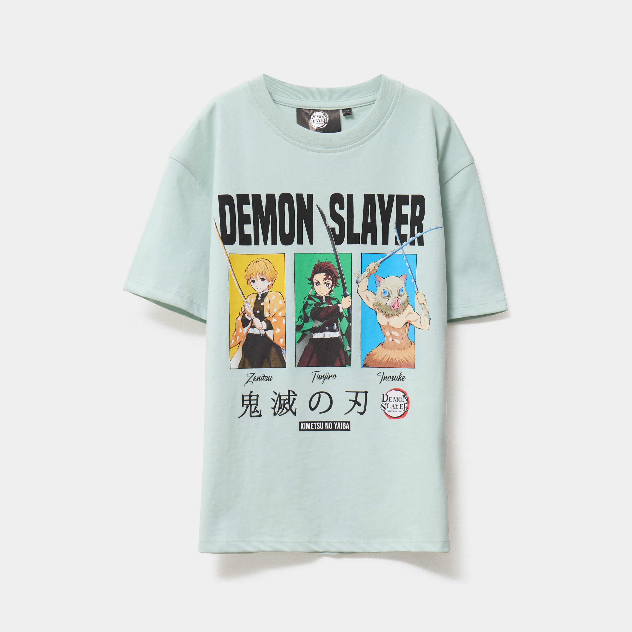 t shirt manches courtes demon slayer vert pastel garcon T-shirt manches courtes Demon Slayer vert pastel garçon