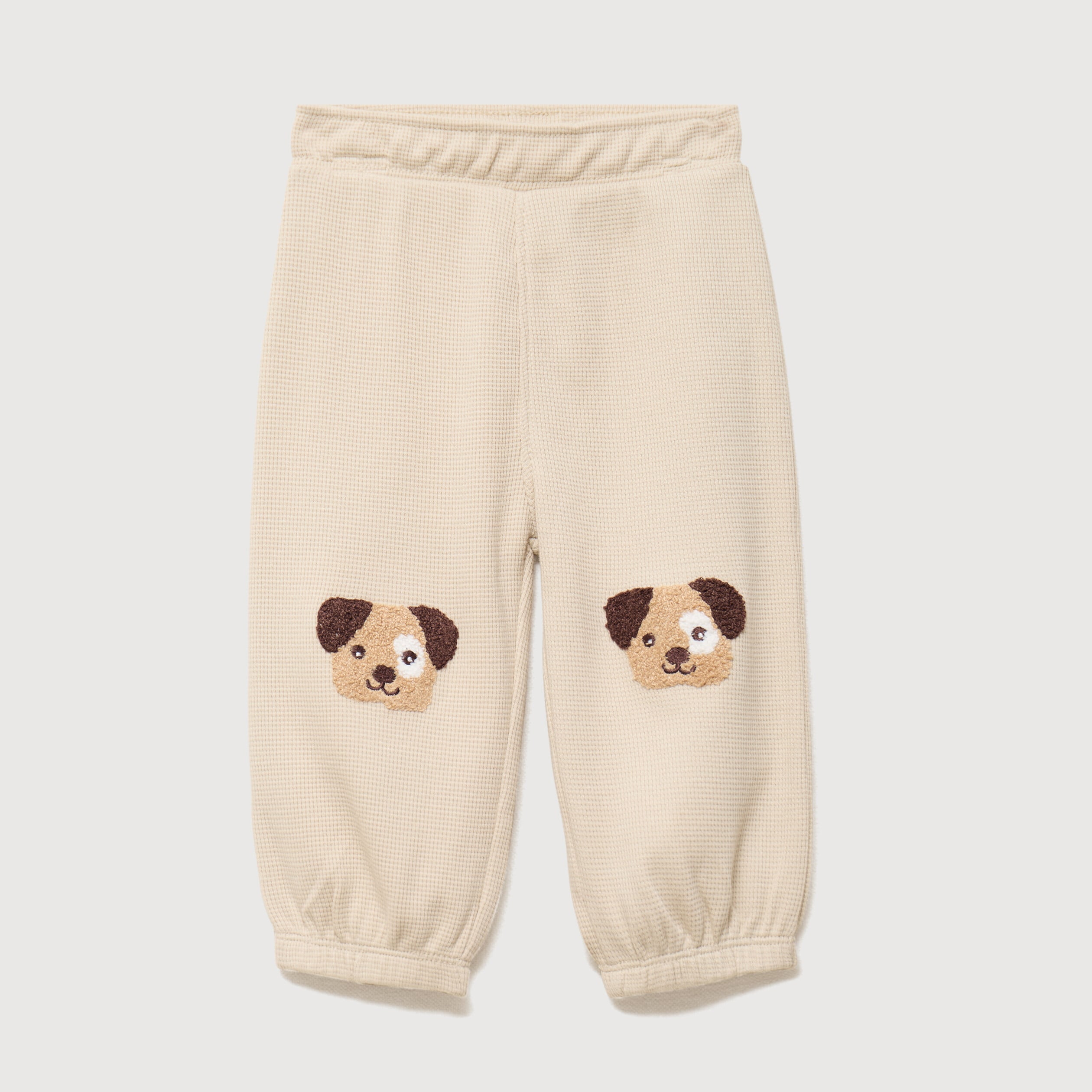 Pantalon de jogging patchs genoux coton sable b&eacute;b&eacute; gar&ccedil;on