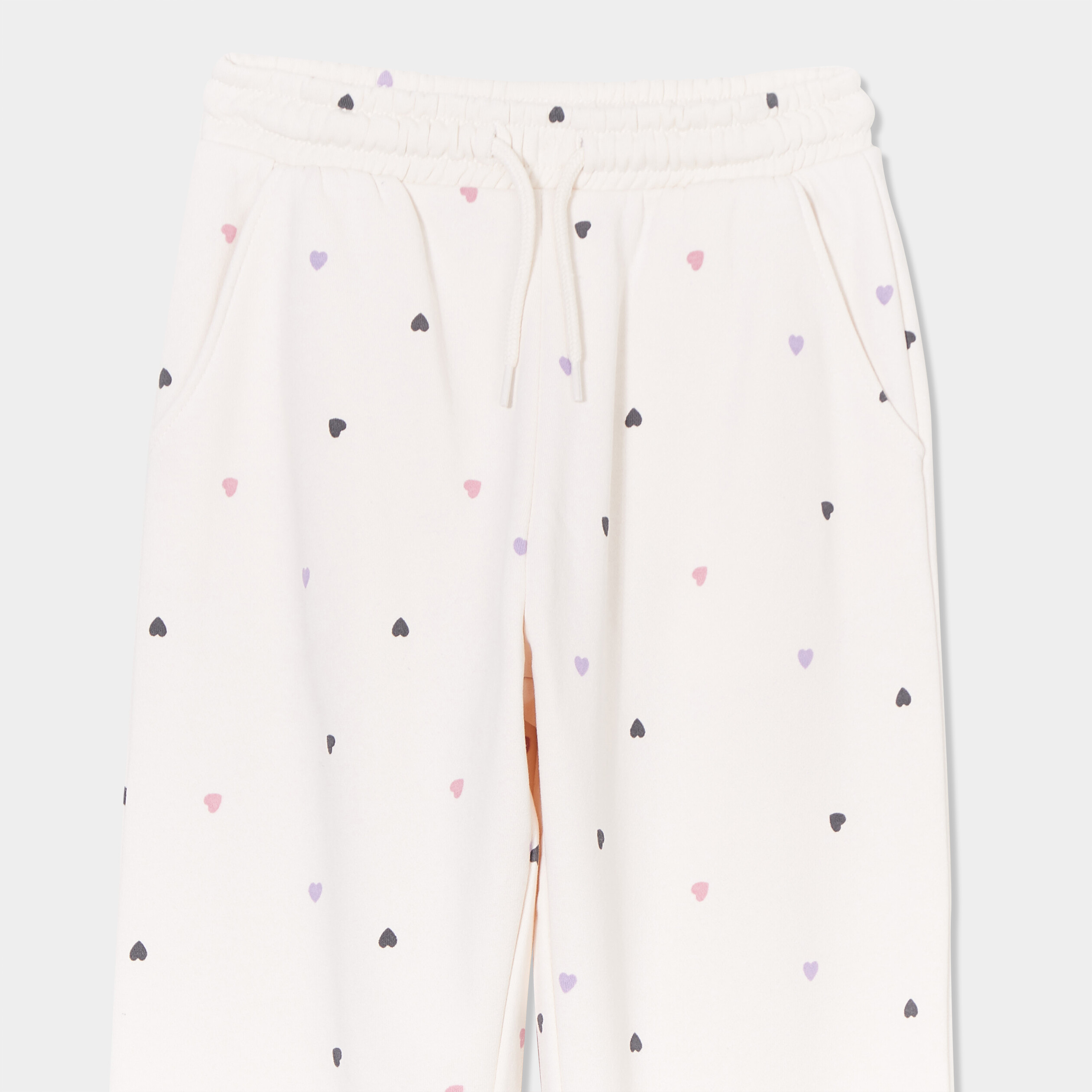 pantalon de jogging bas elastique beige fille Pantalon de jogging bas élastiqué beige fille