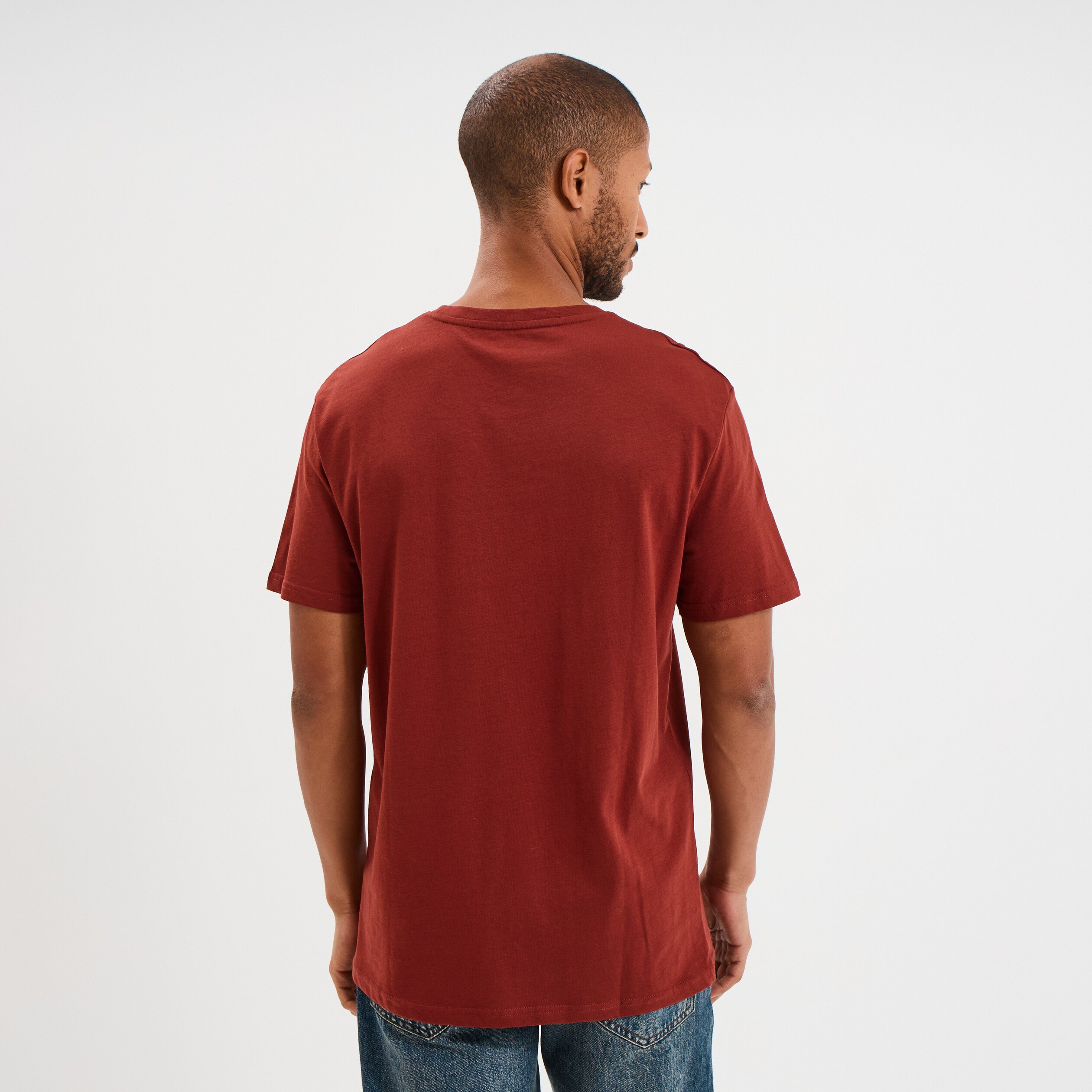 t shirt droit manches courtes coton rouge fonce homme T-shirt droit manches courtes coton rouge foncé homme