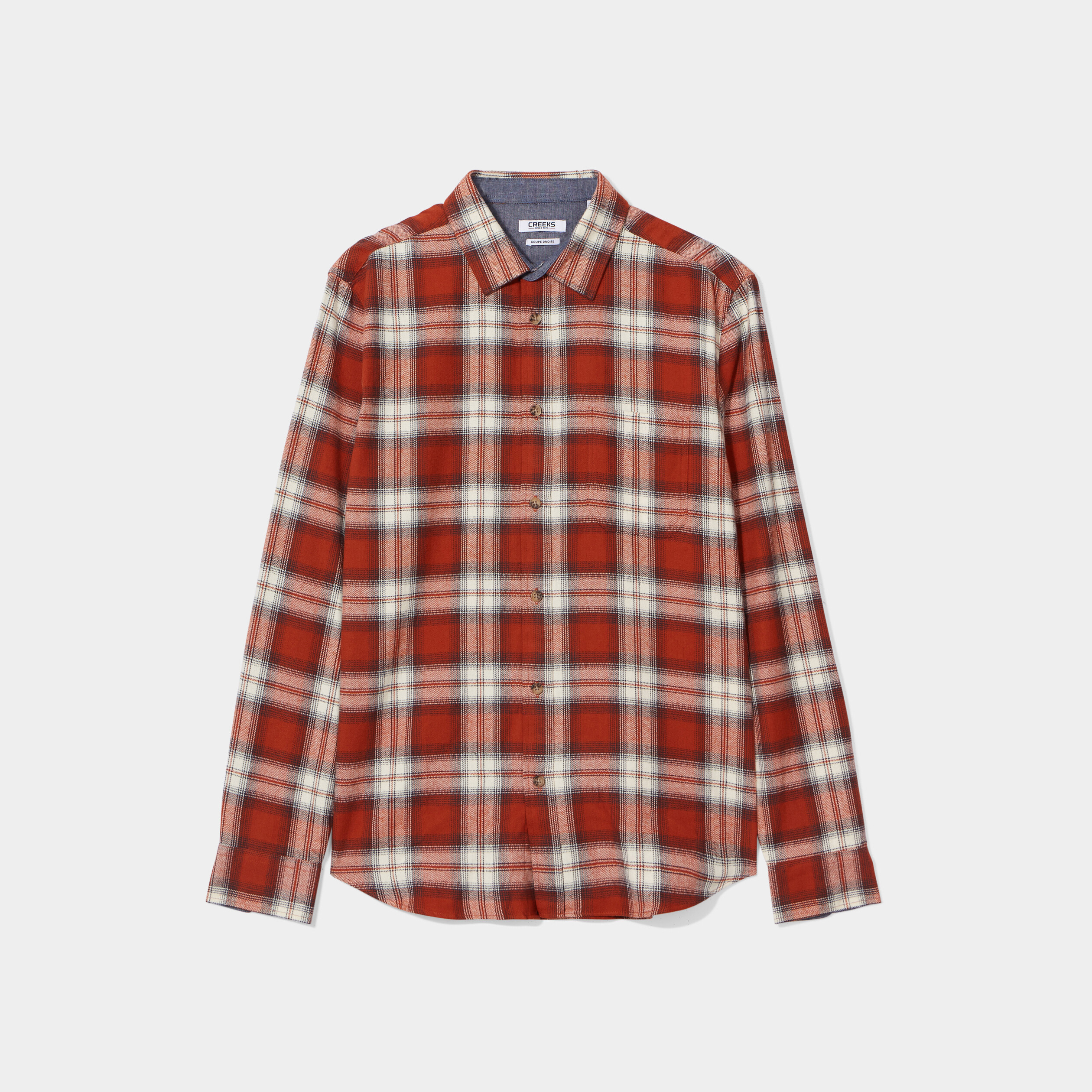 Chemise manches longues droite orange foncé homme
