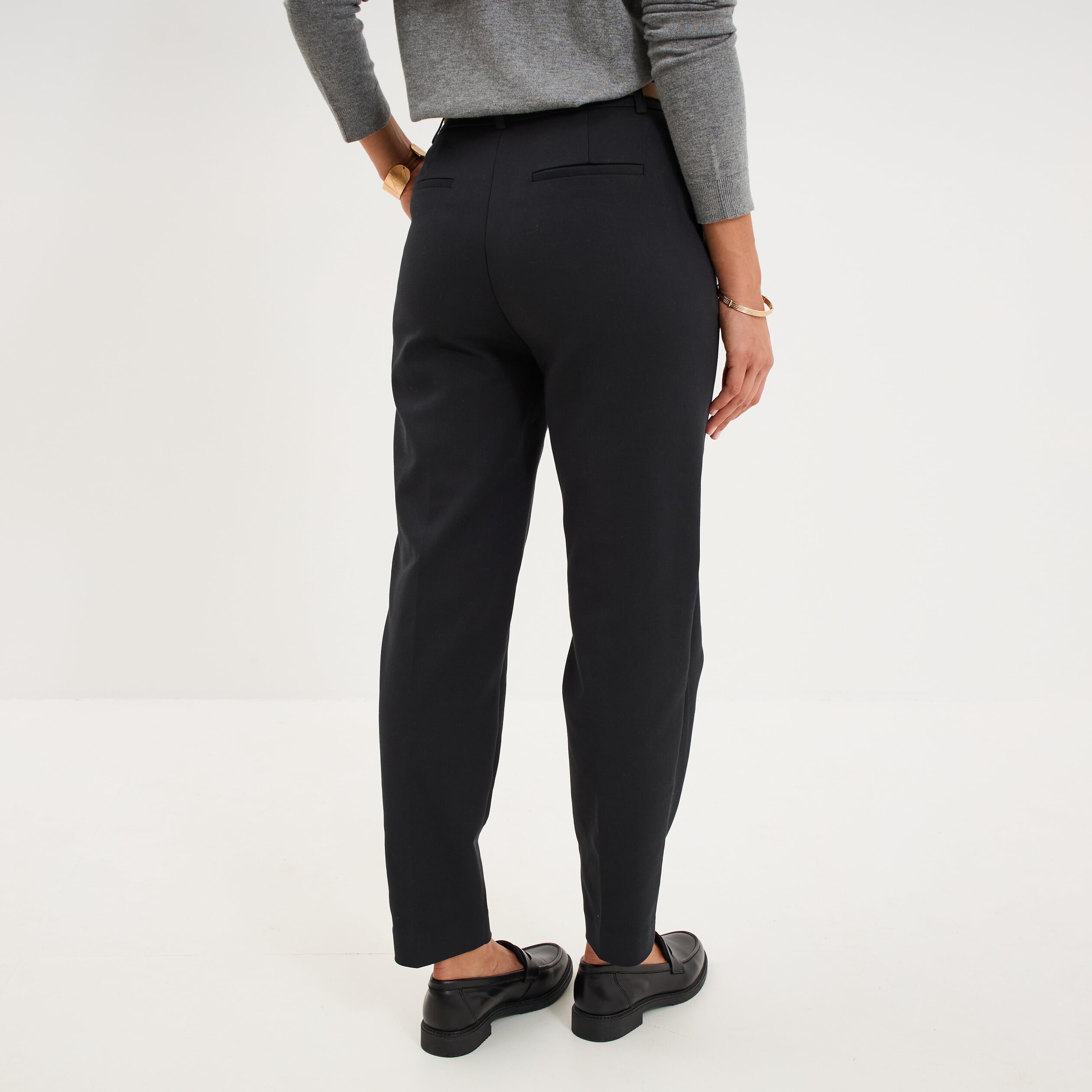 Pantalon chino ceinture amovible noir femme