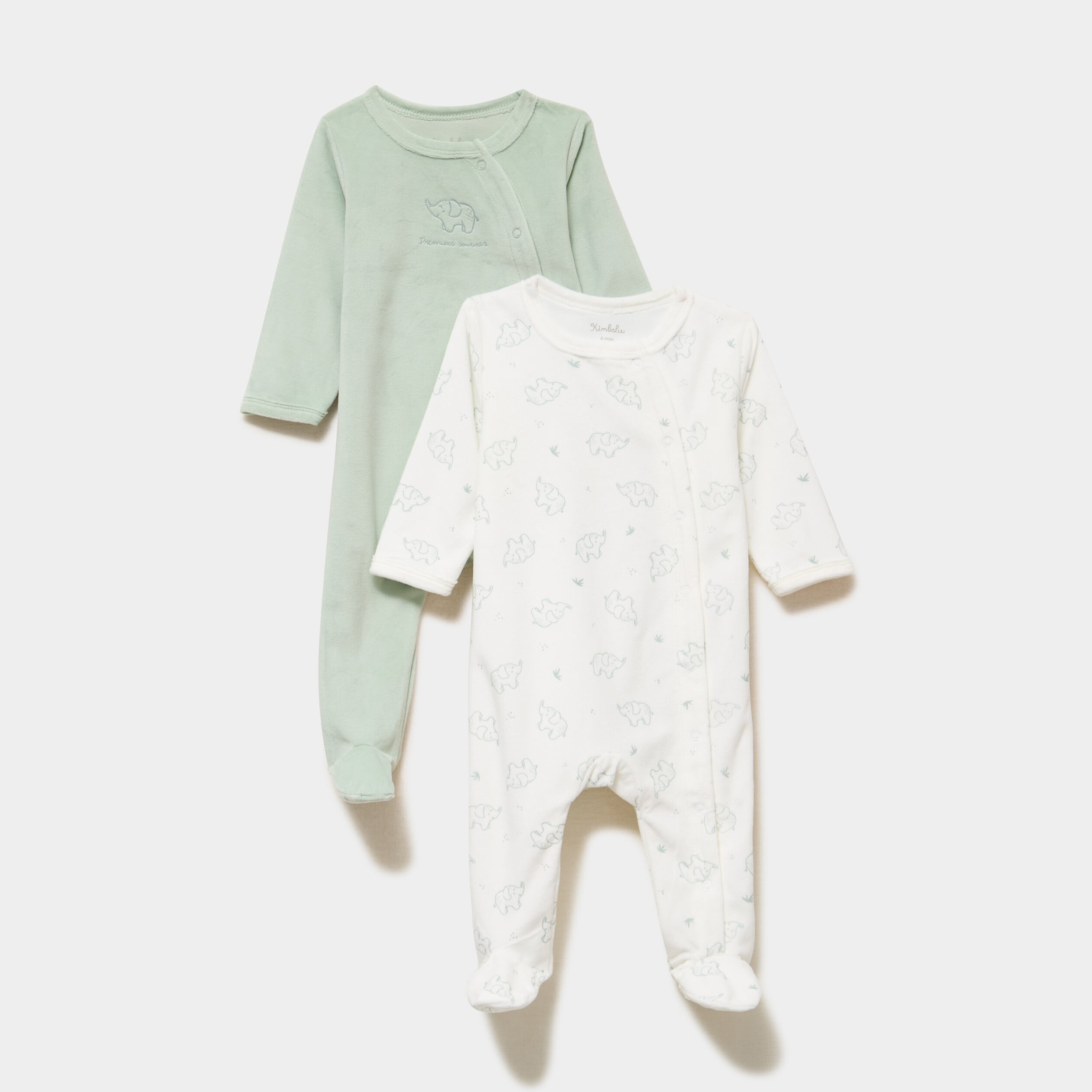Lot 2 dors-bien velours manches longues ecru b&eacute;b&eacute;