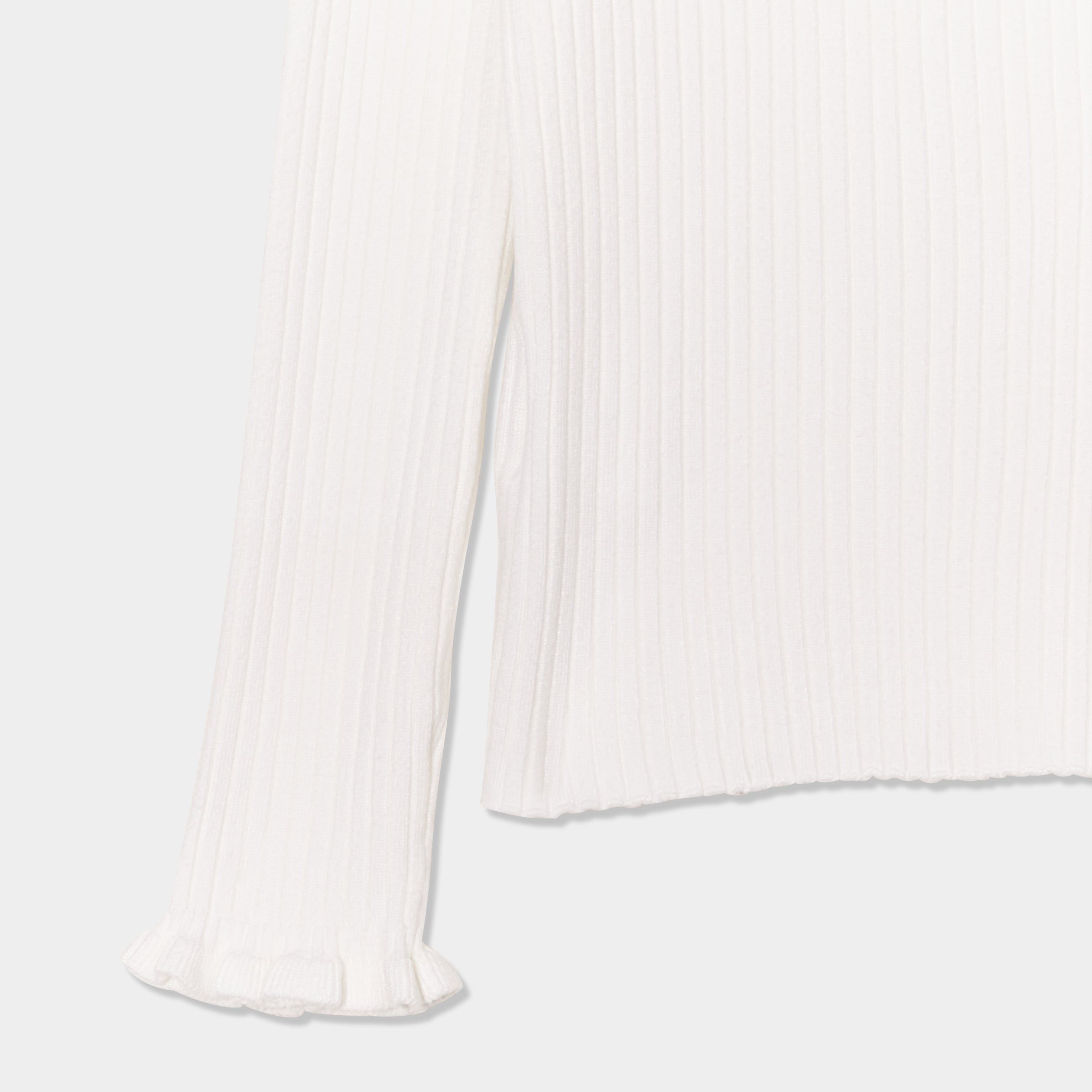 Pull c&ocirc;tel&eacute; ajust&eacute; manches longues ivoire fille