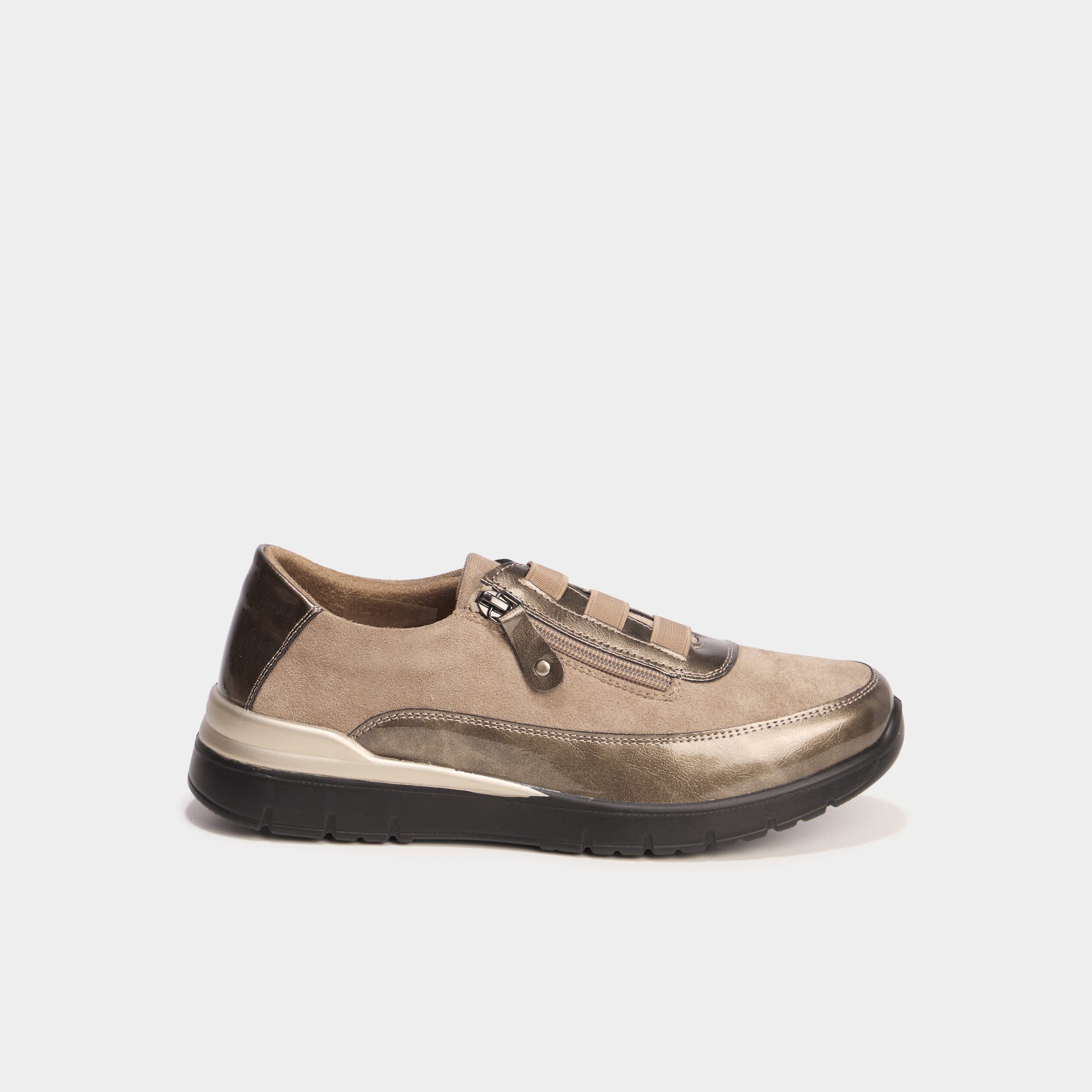 Baskets zipp&eacute;es confort marron fonc&eacute; femme