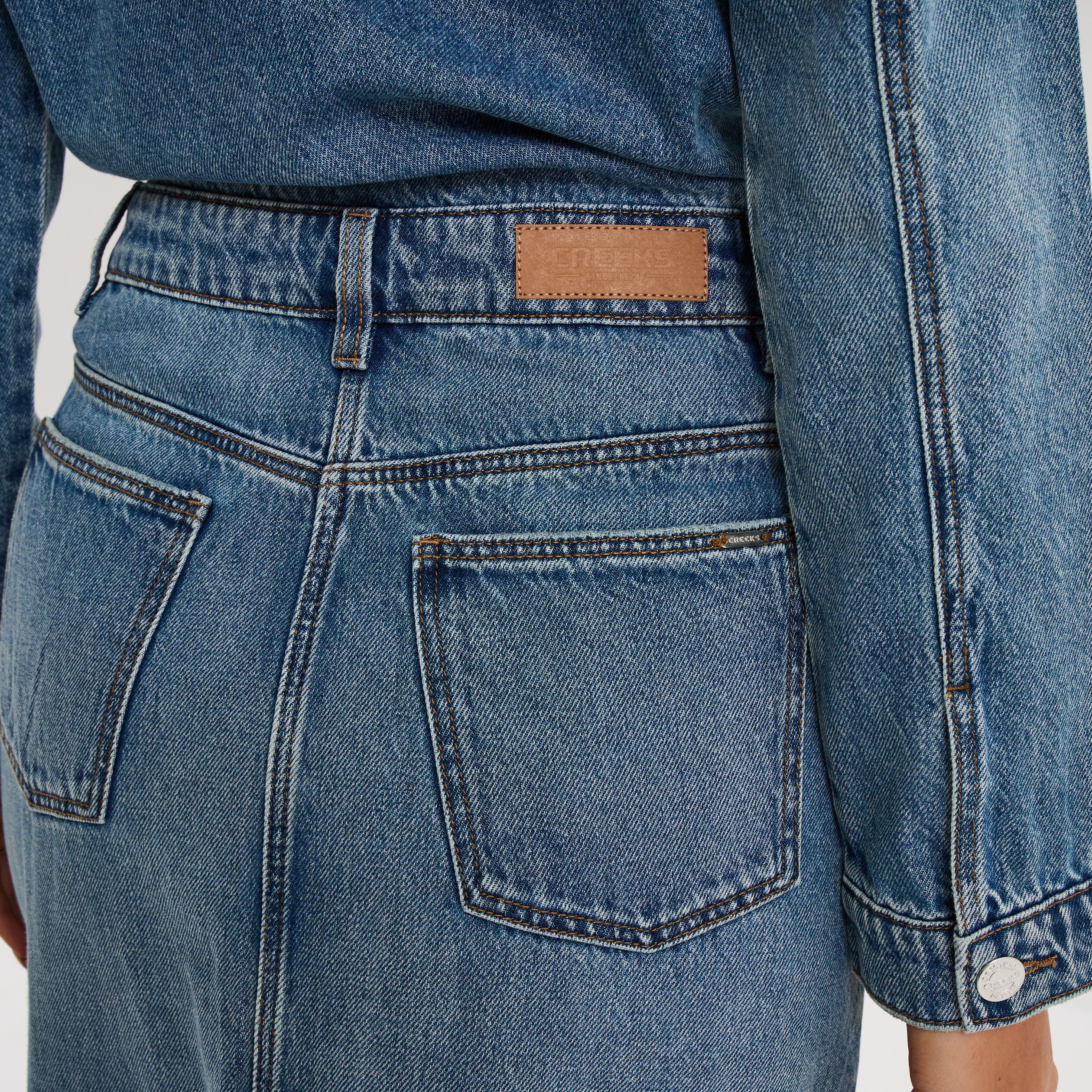 Robe longue en jean manches longues denim double stone femme