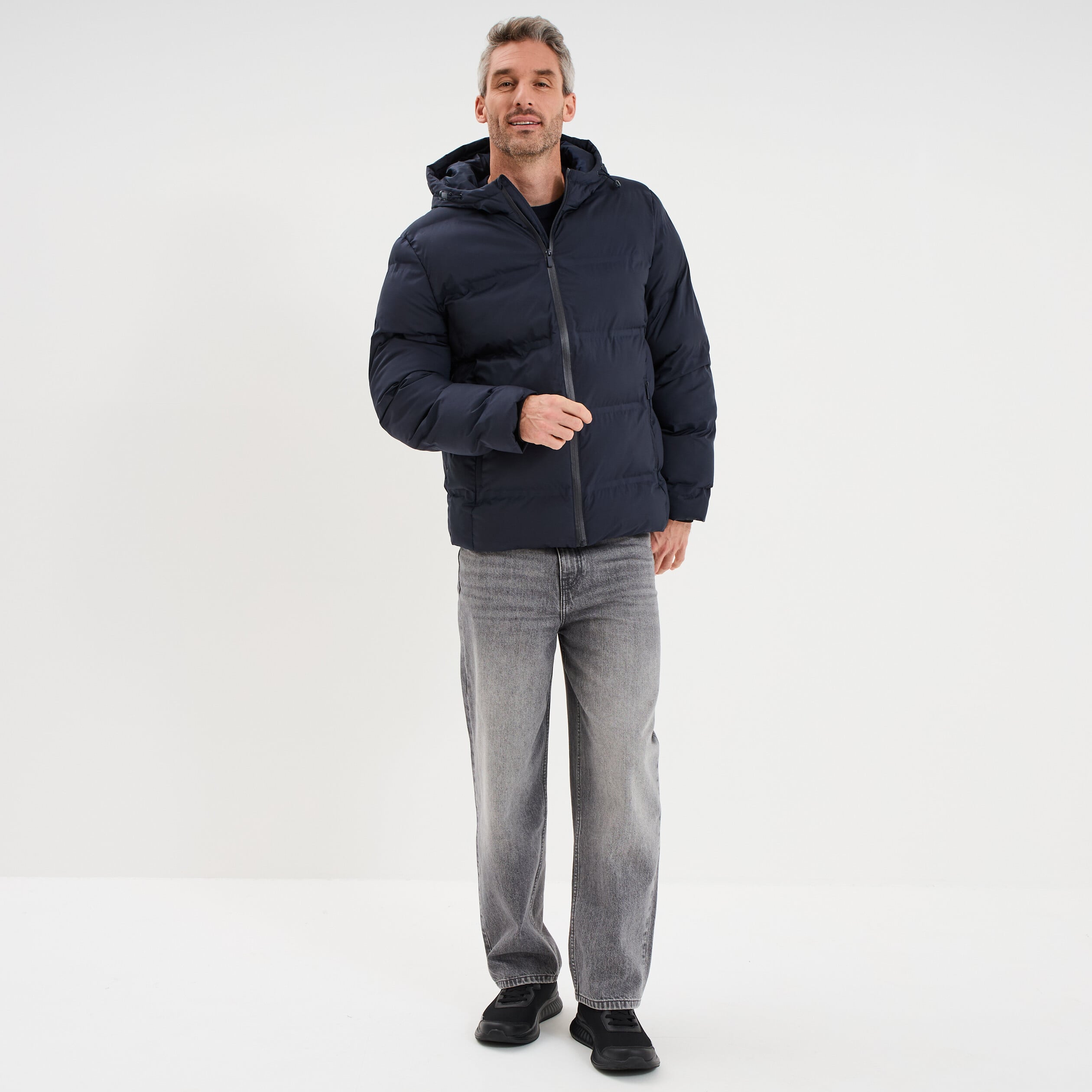 Pull col rond manches longues bleu marine homme