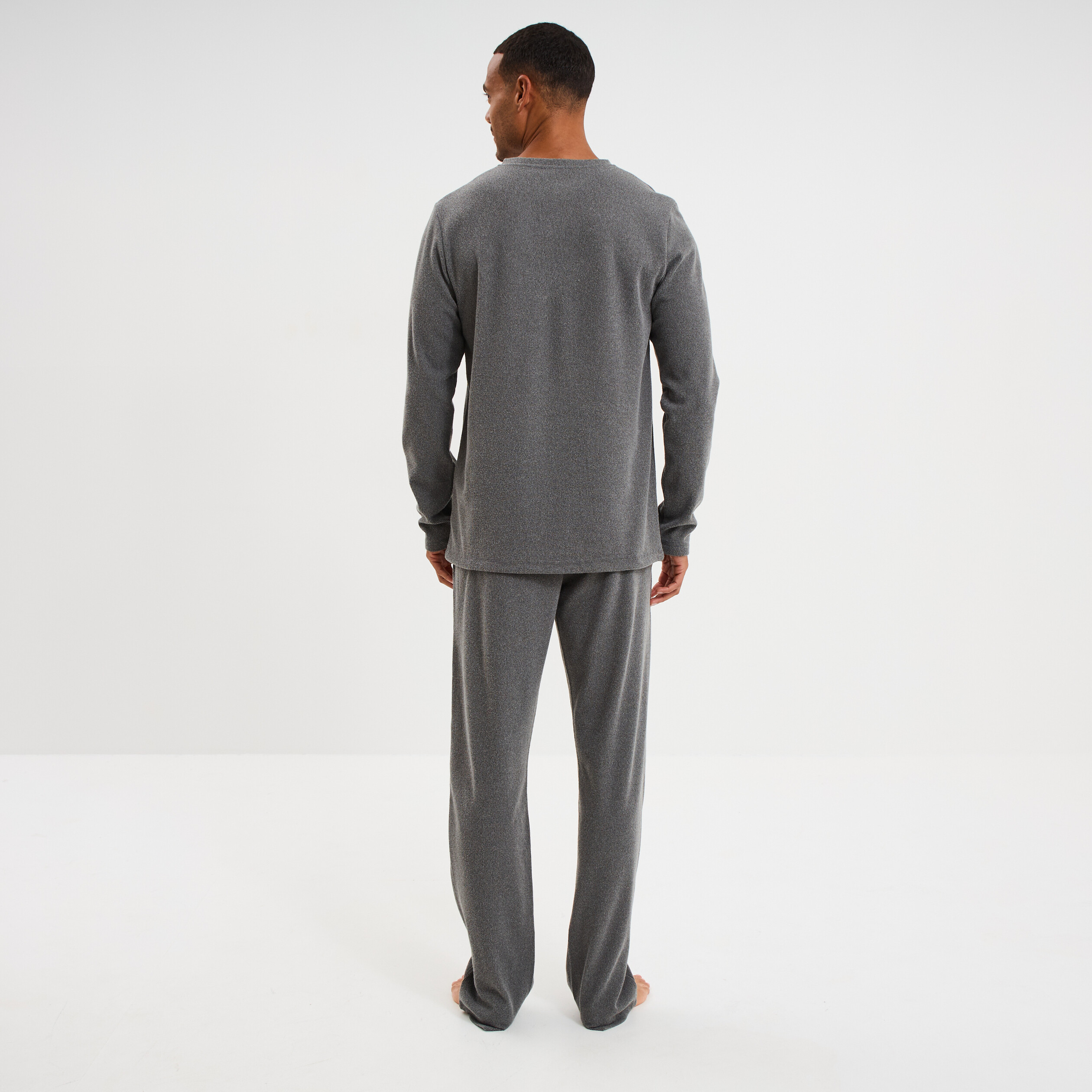 Ensemble pyjama 2 pi&egrave;ces gris clair homme