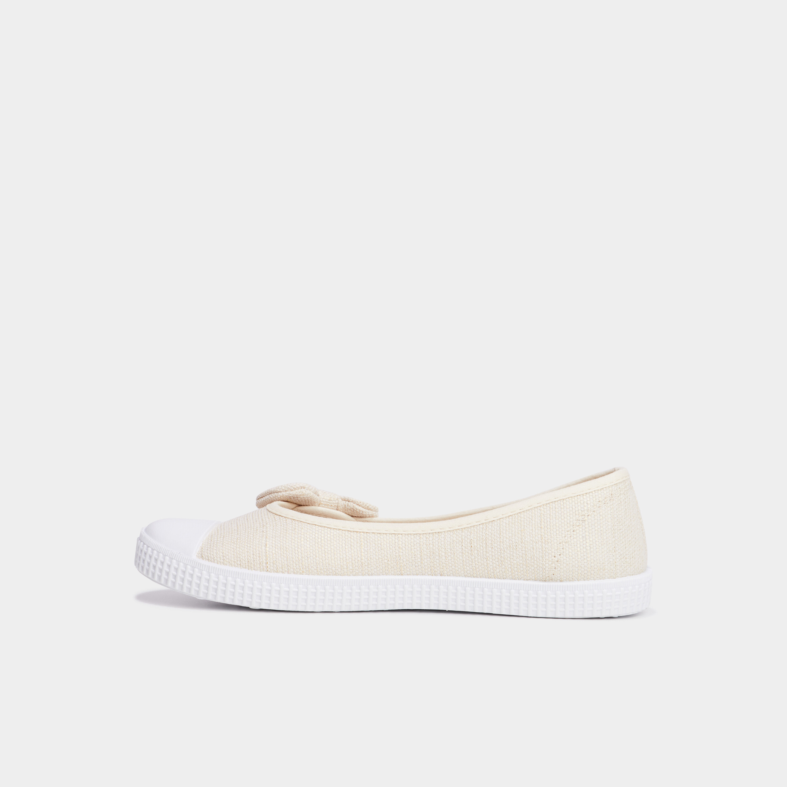 ballerines en toile avec noeuds sable femme Ballerines en toile avec noeuds sable femme