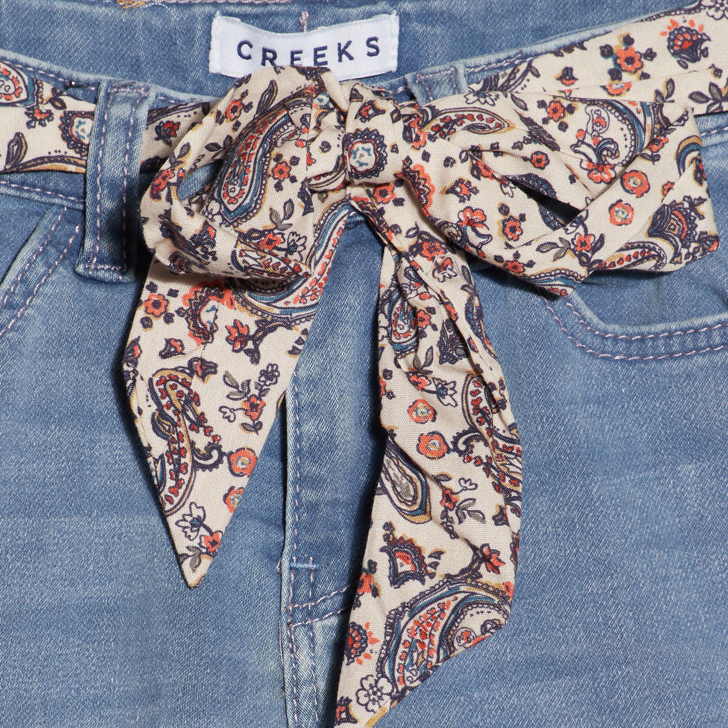 jeans skinny ceinture foulard denim double stone fille Jeans skinny ceinture foulard denim double stone fille