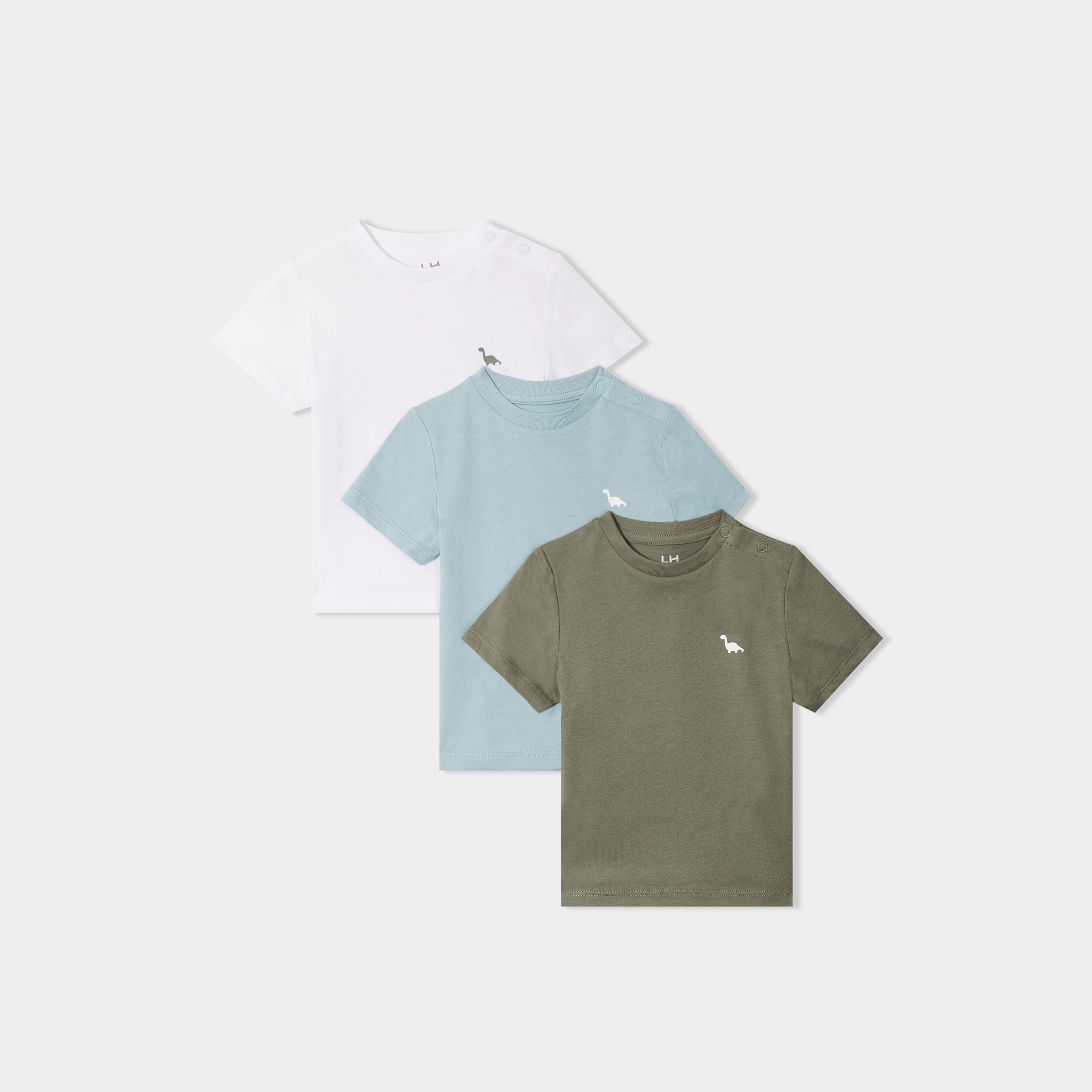 Lot de t-shirts manches courtes coton vert kaki bébé garçon