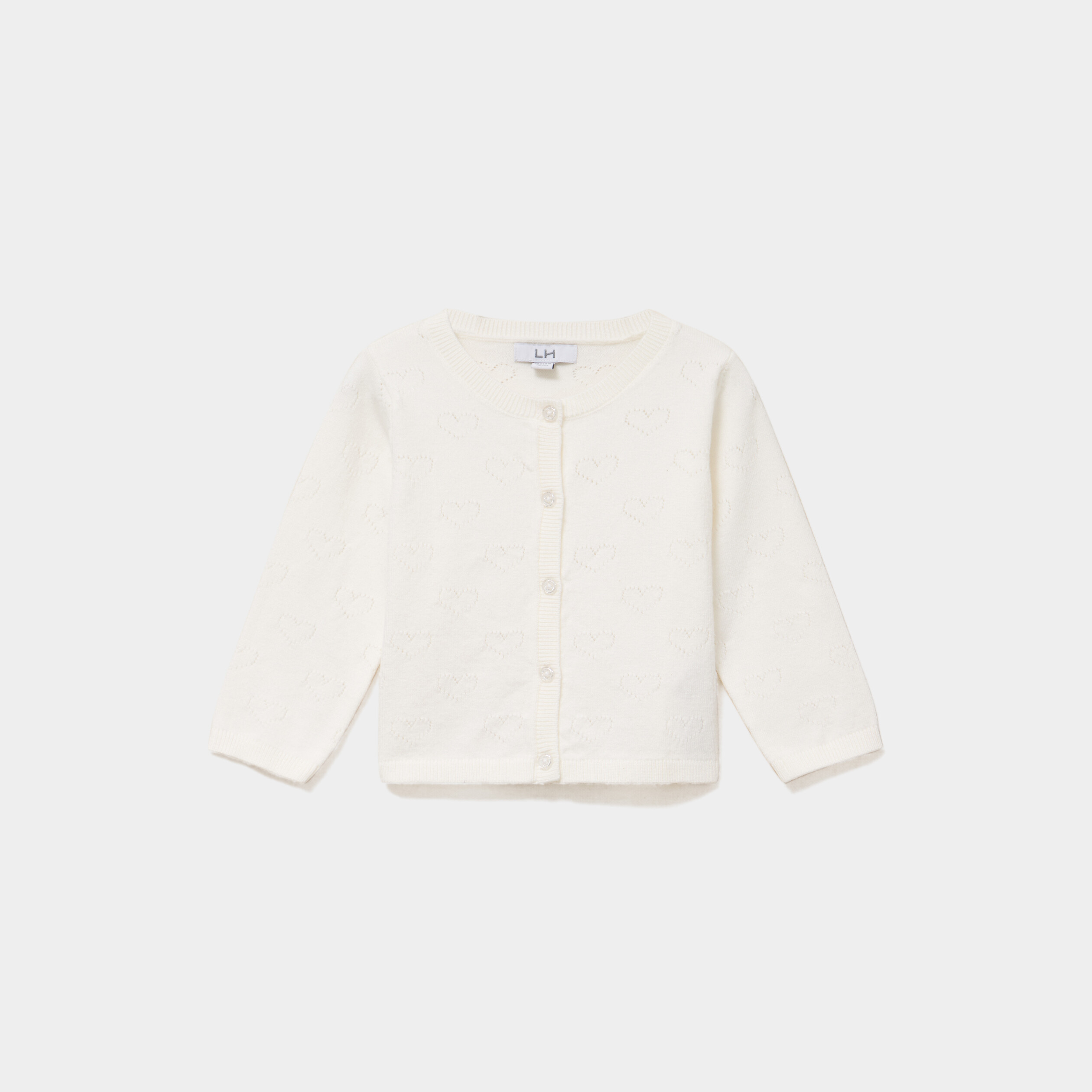 Gilet manches longues boutonn&eacute; blanc b&eacute;b&eacute; fille