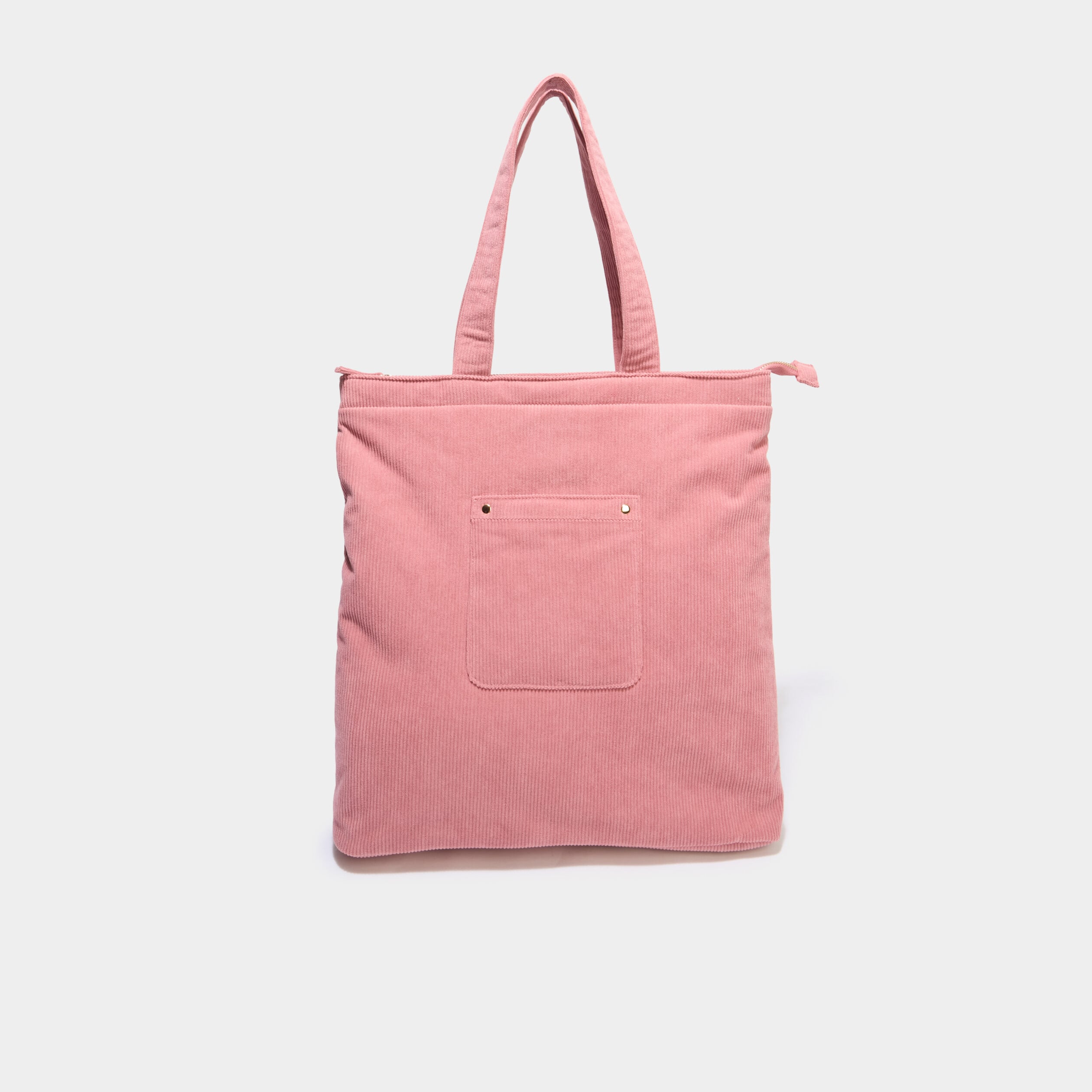 Sac tote bag zipp&eacute; effet velours vieux rose femme