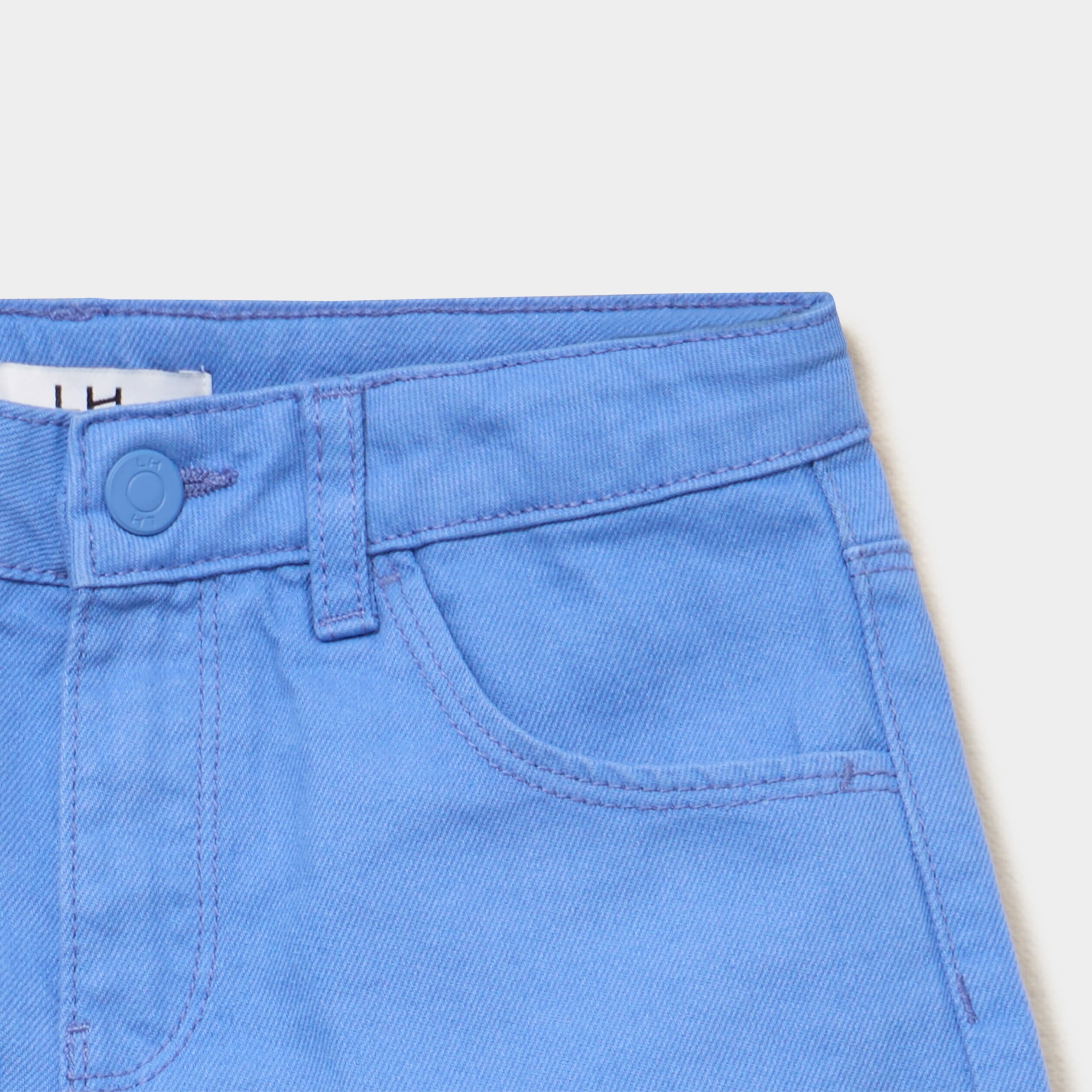 Short droit en coton taille ajustable bleu electrique fille