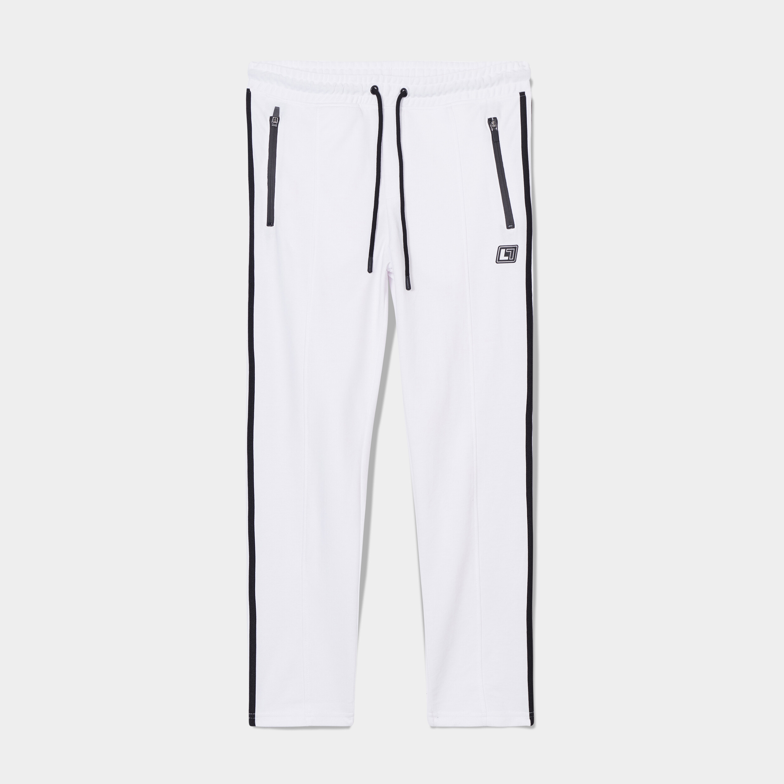 pantalon de jogging stretch bandes cotes blanc homme Pantalon de jogging stretch bandes côtés blanc homme
