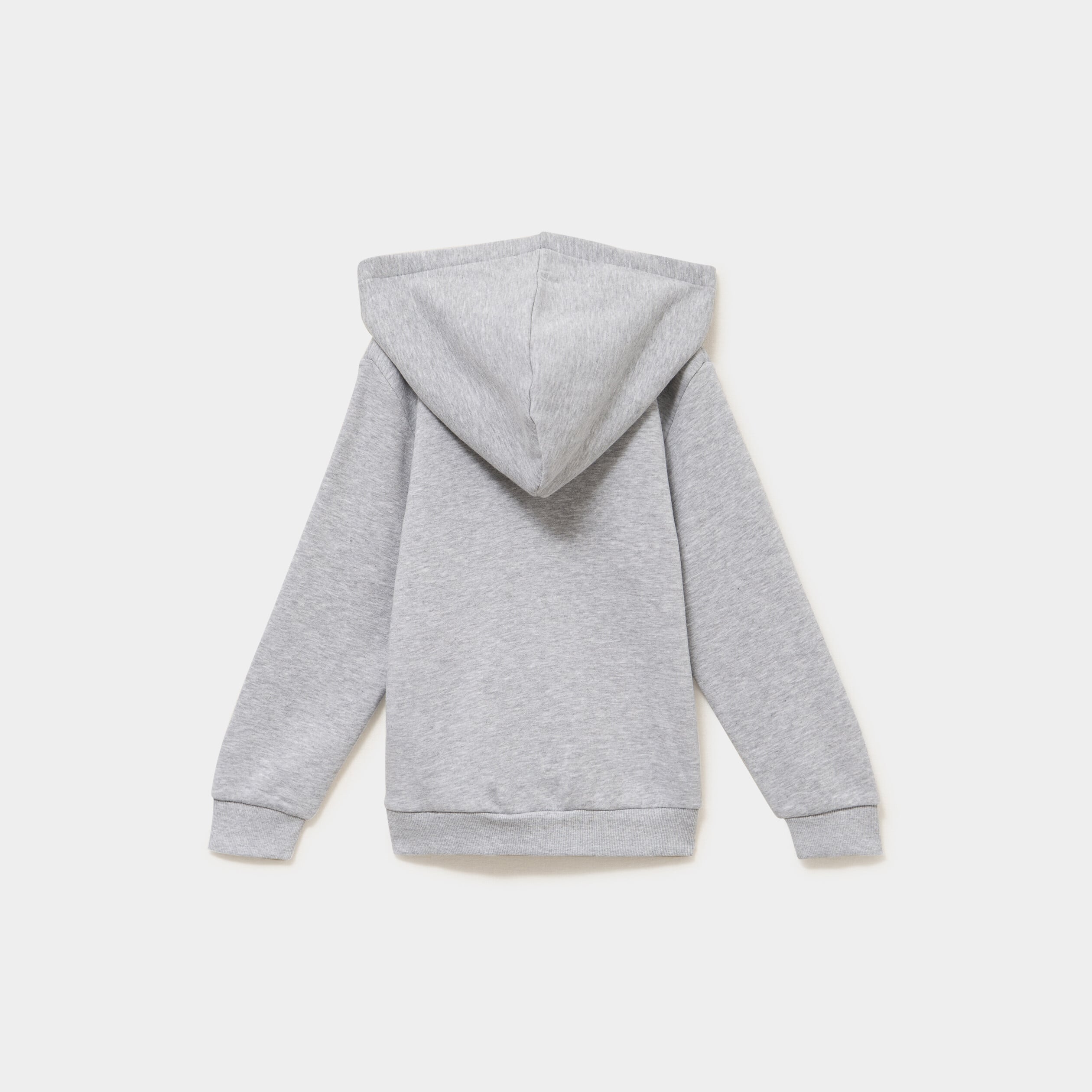 Sweat zipp&eacute; &agrave; capuche en molleton gris clair gar&ccedil;on