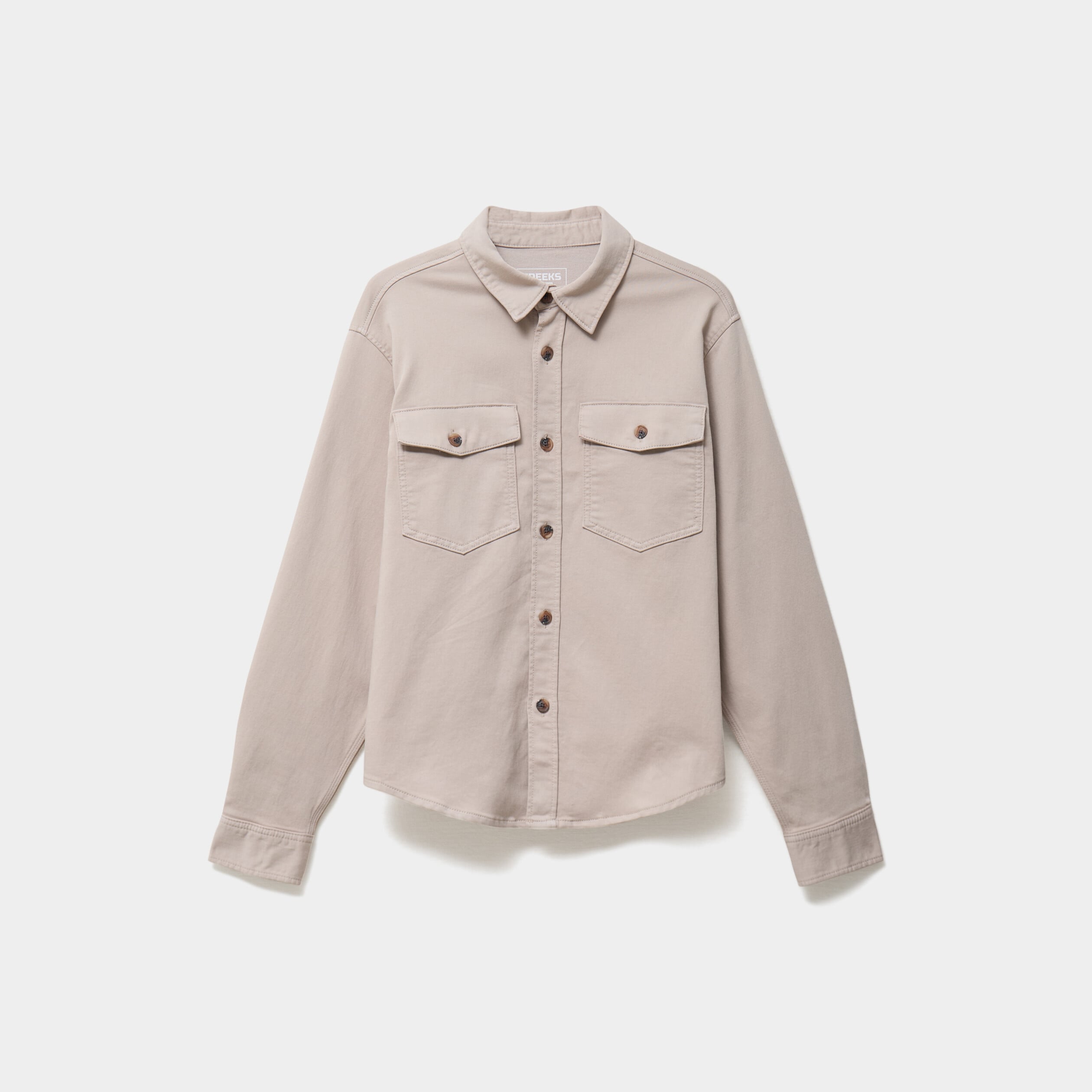 Surchemise droite m&eacute;lange coton stretch gris clair homme