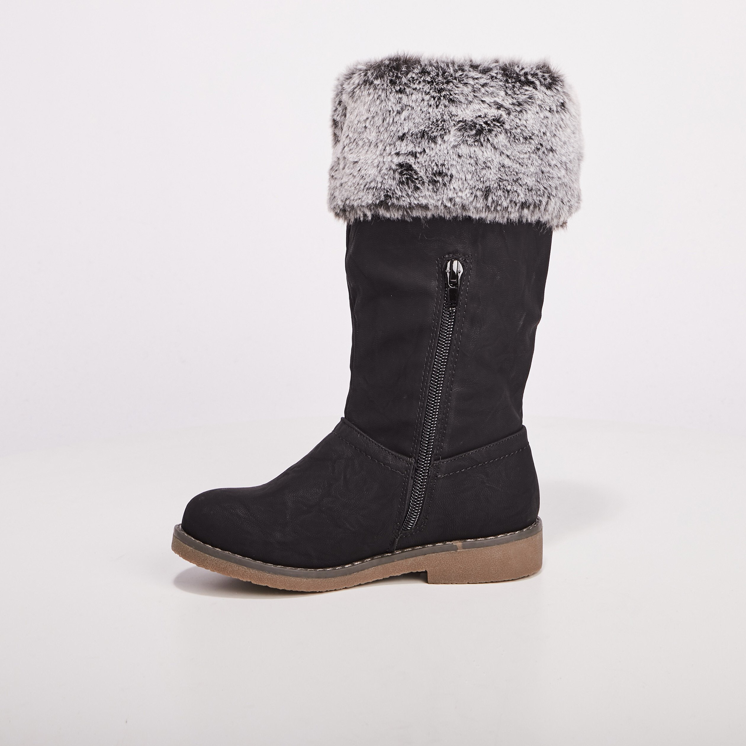 bottes zippees avec pompons noir fille Bottes zippées avec pompons noir fille