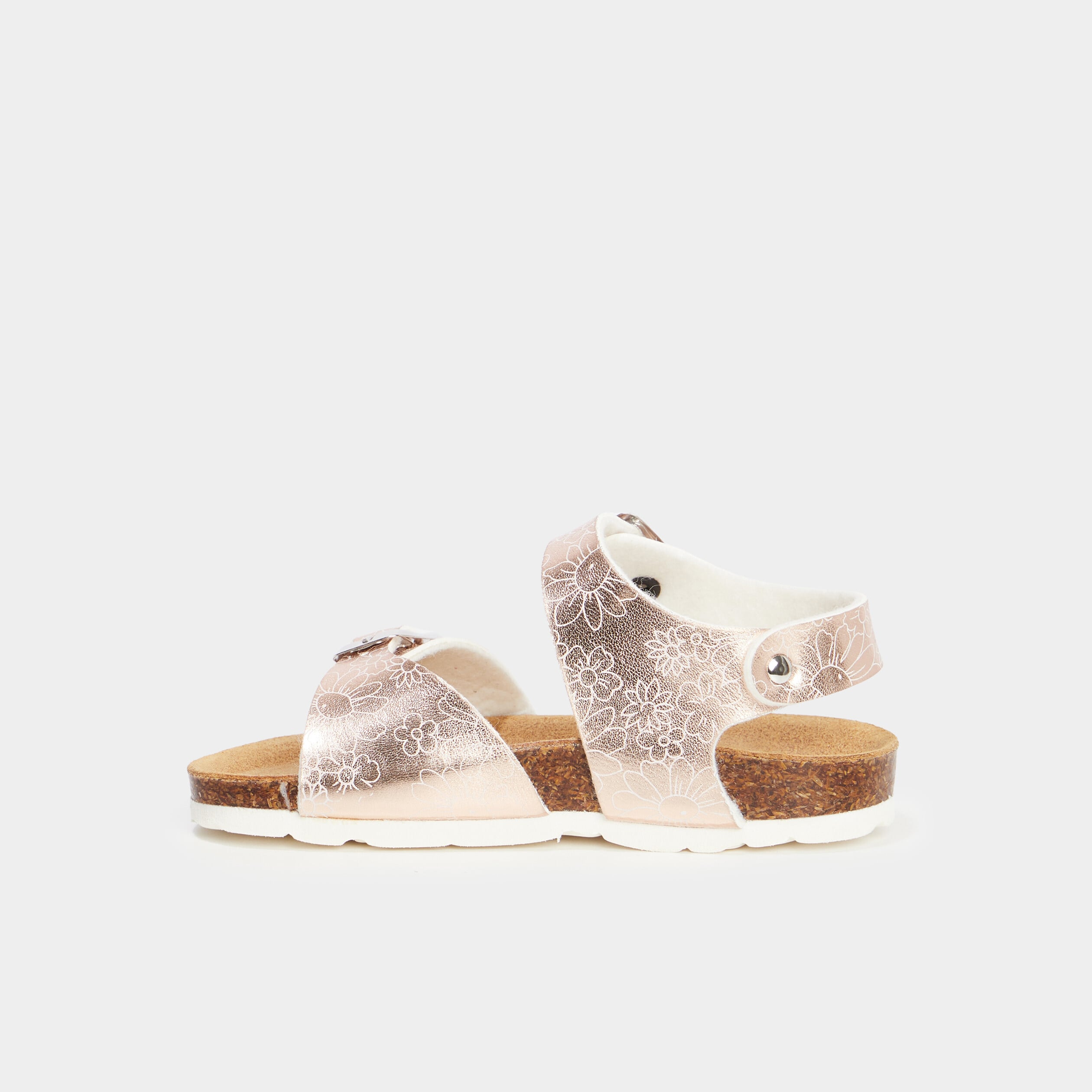 Sandales m&eacute;tallis&eacute;es avec boucles couleur argent fille