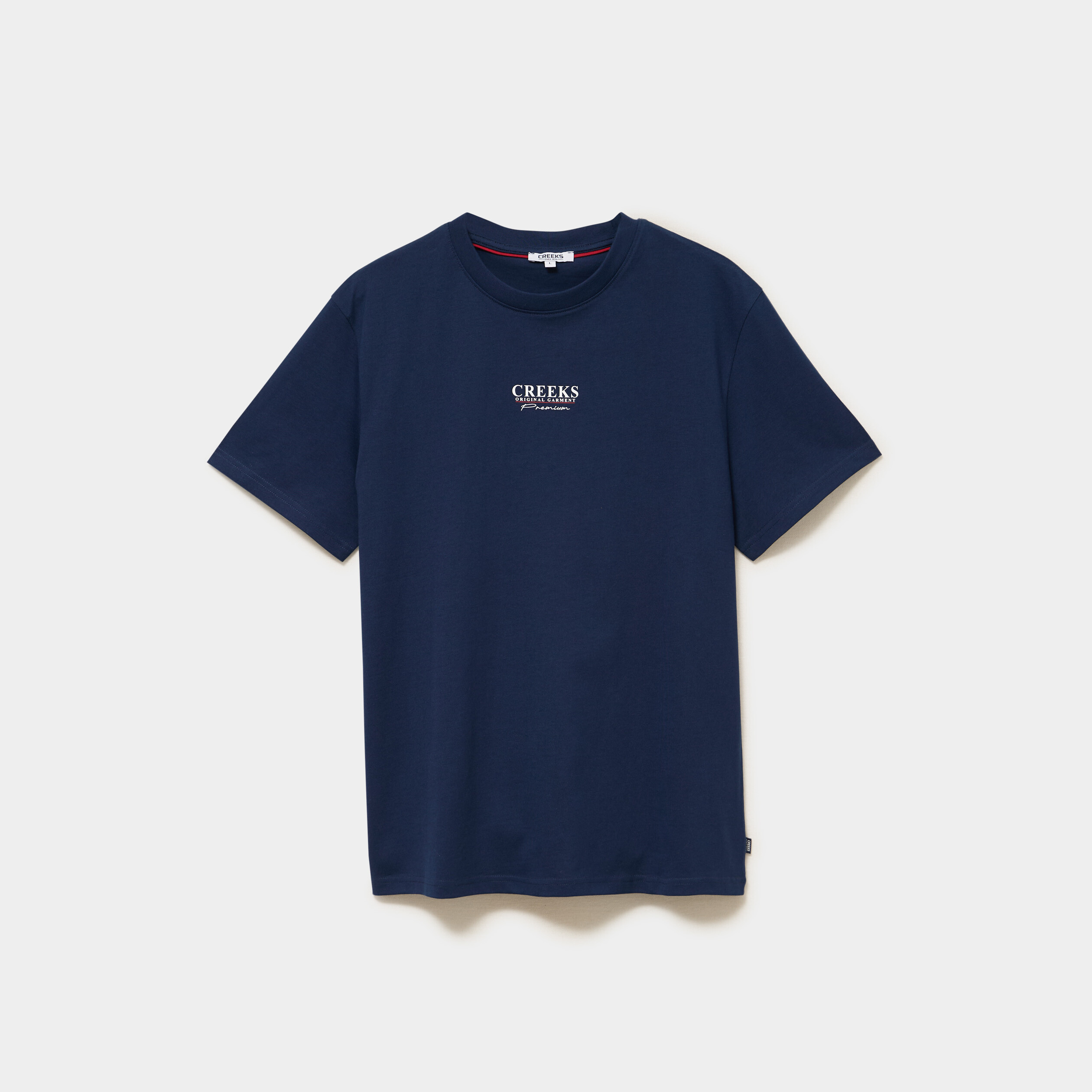 T-shirt droit manches courtes coton bleu fonc&eacute; homme