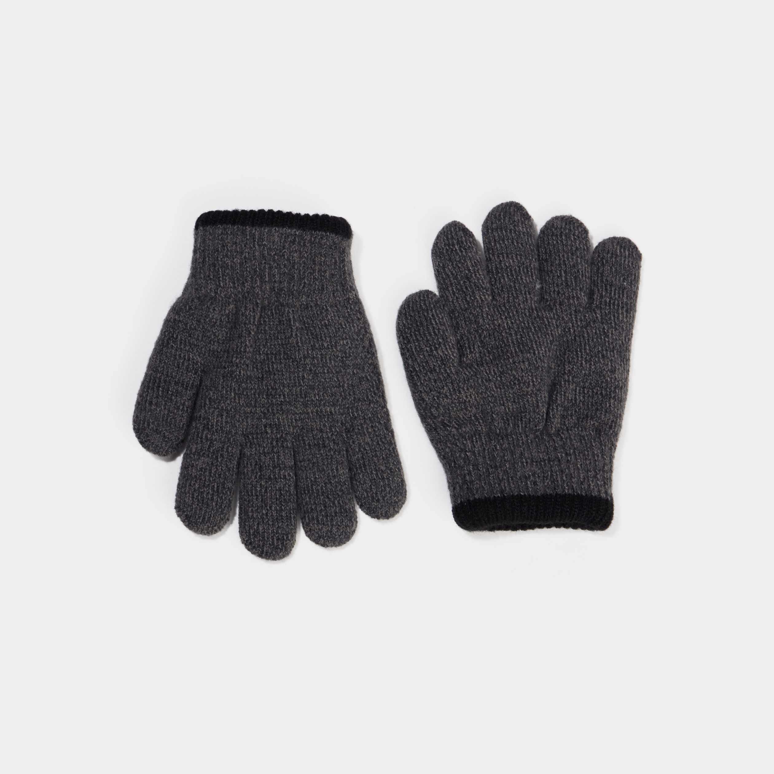 Gants tricot&eacute;s gris fonc&eacute; gar&ccedil;on